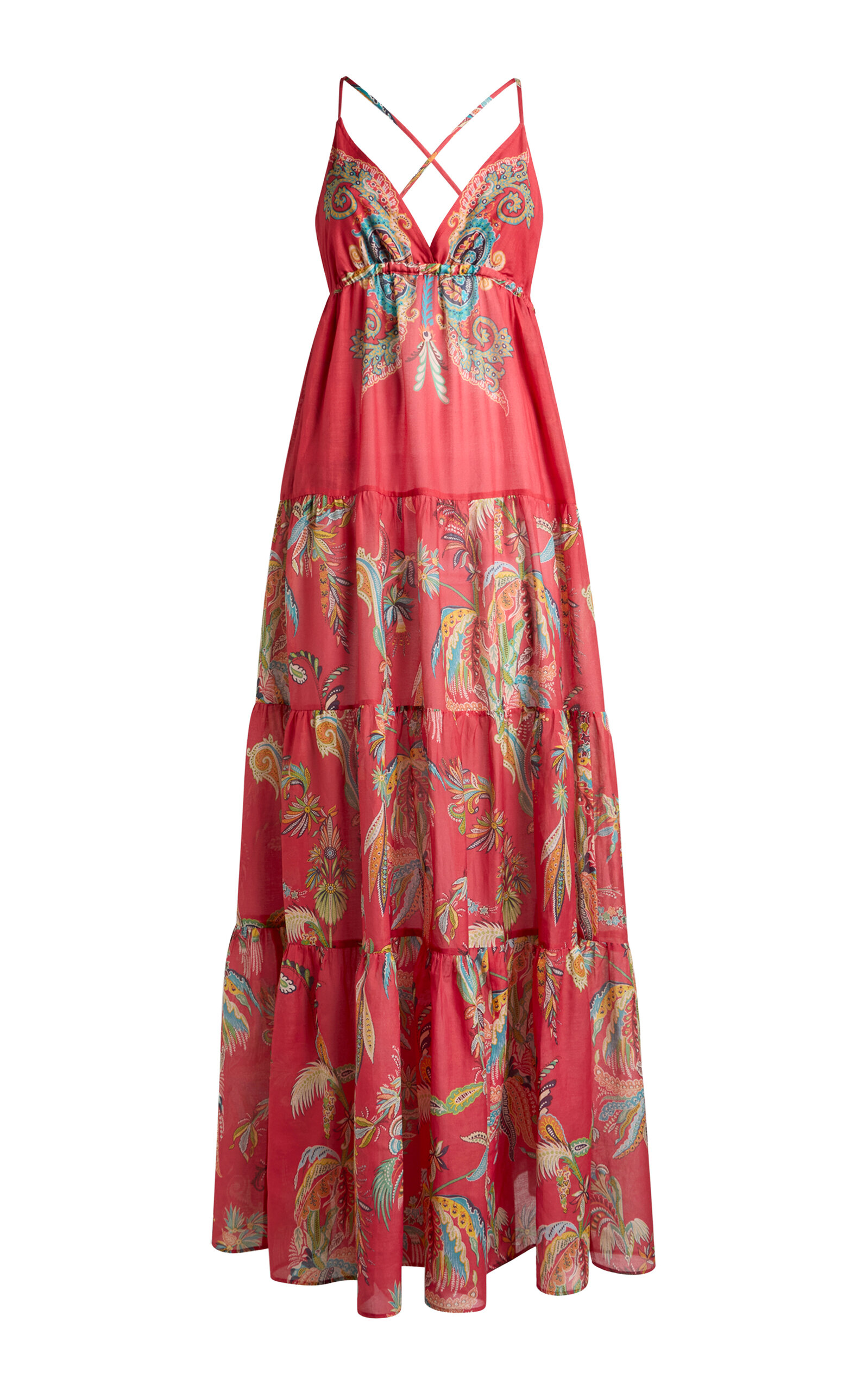 Etro Printed Cross-back Maxi Dress In Pink