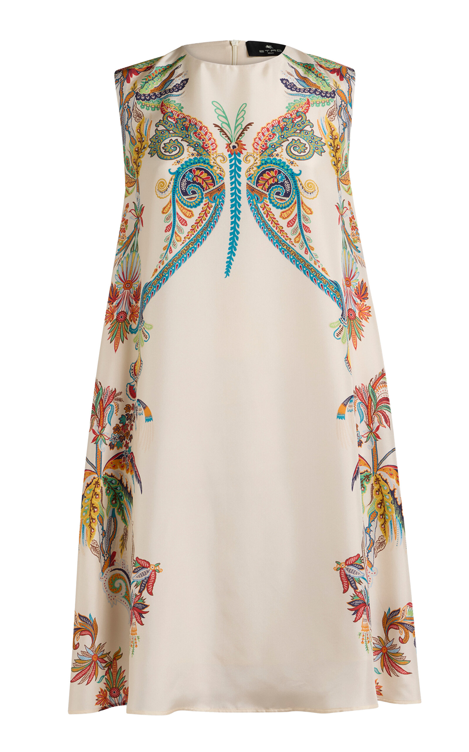 Etro Patterned Silk Mini Dress In Neutral