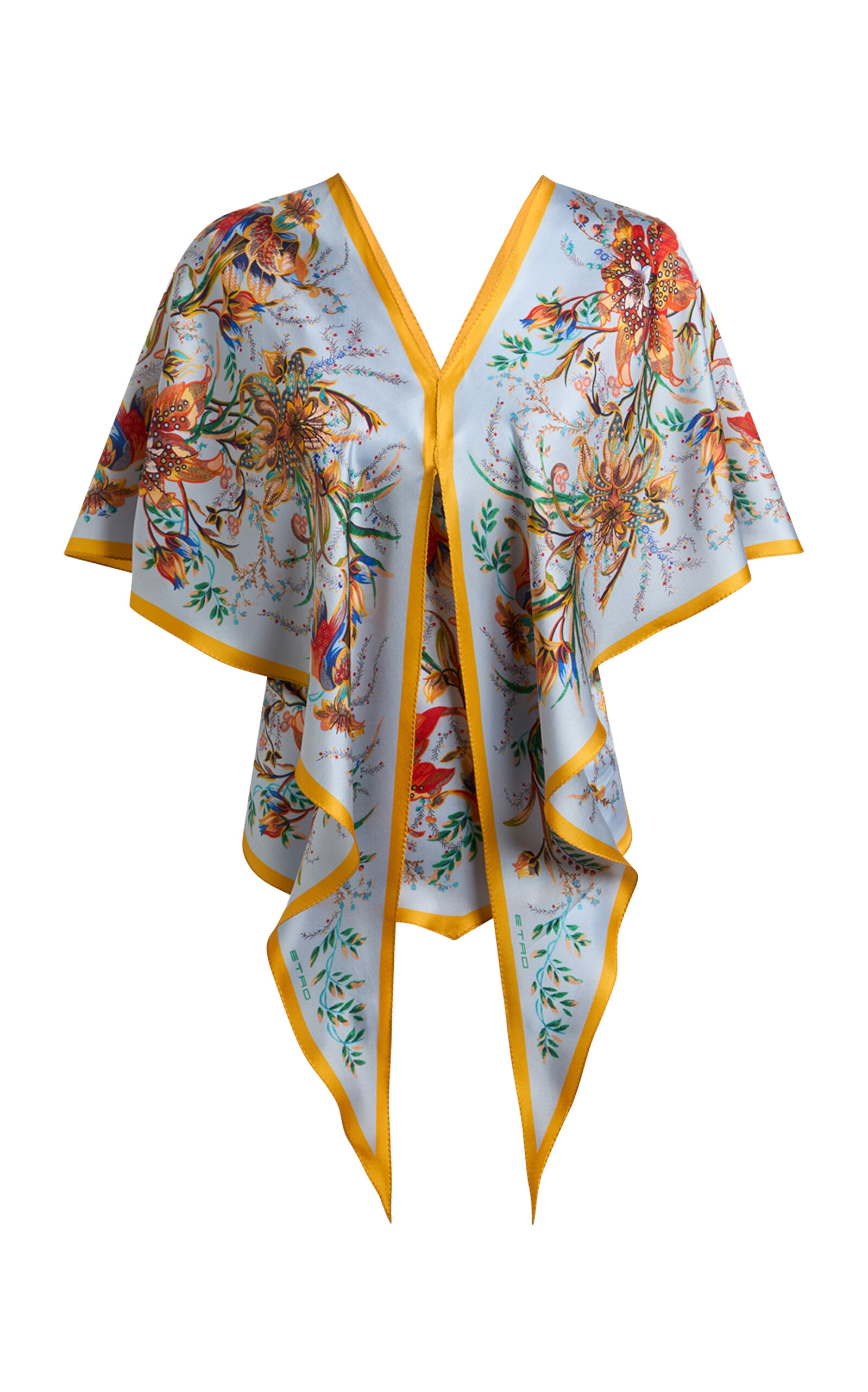 Etro Printed Cape-Sleeve Top