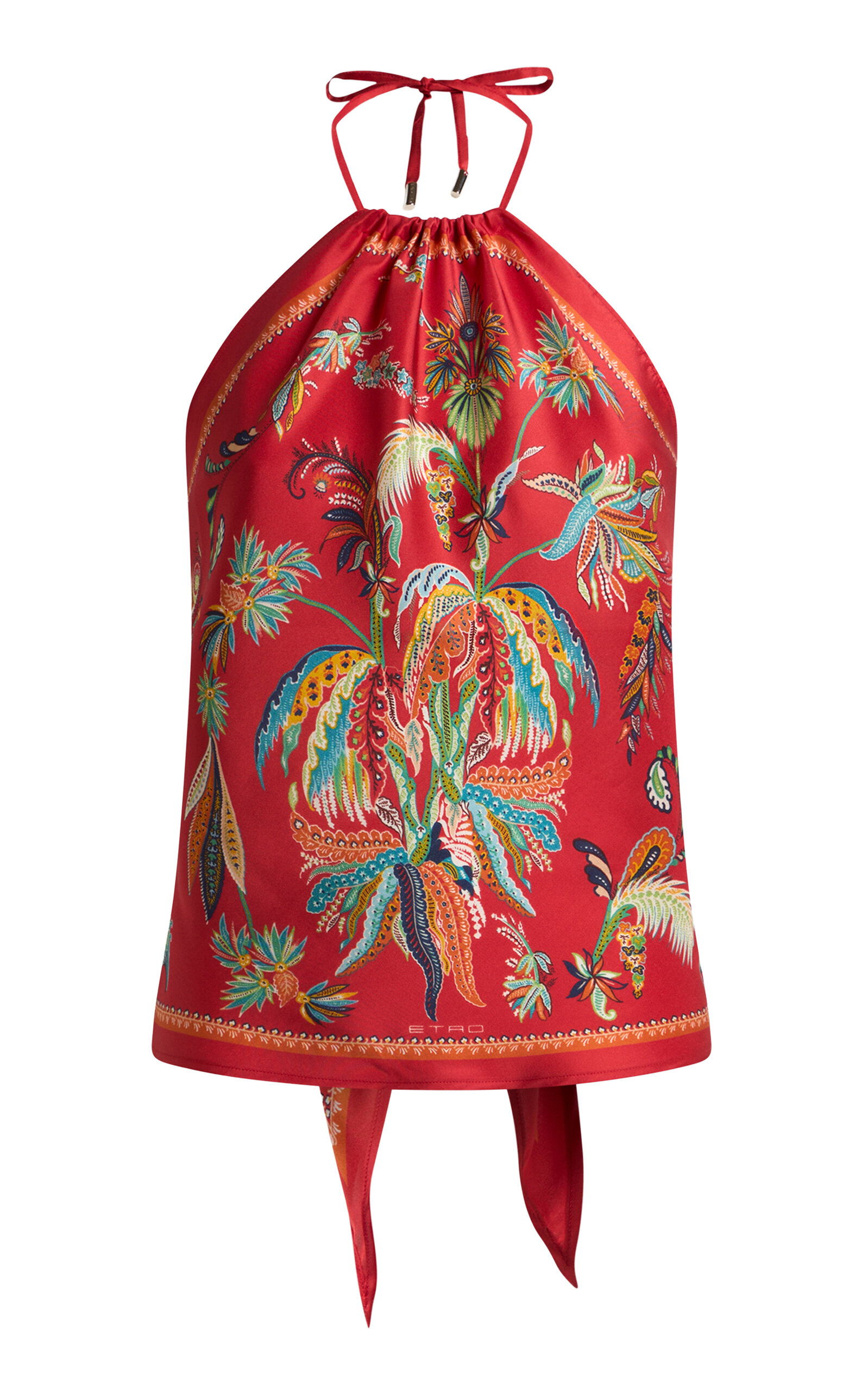Etro Patterned Silk Halter Top In Red