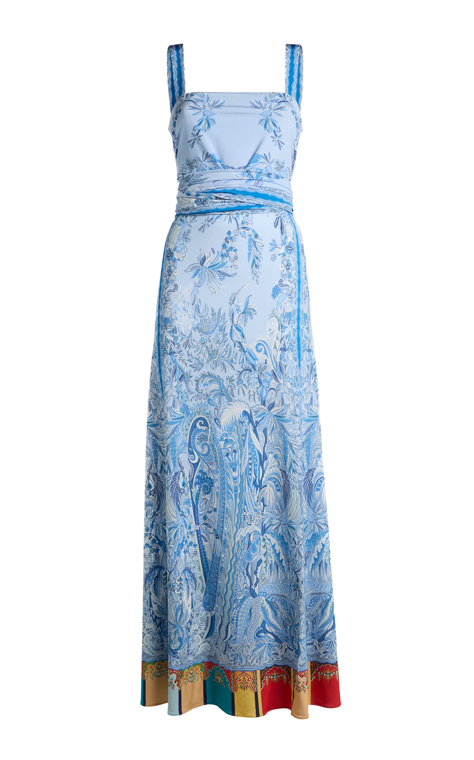 Etro Printed Sleeveless Maxi Dress In Blue