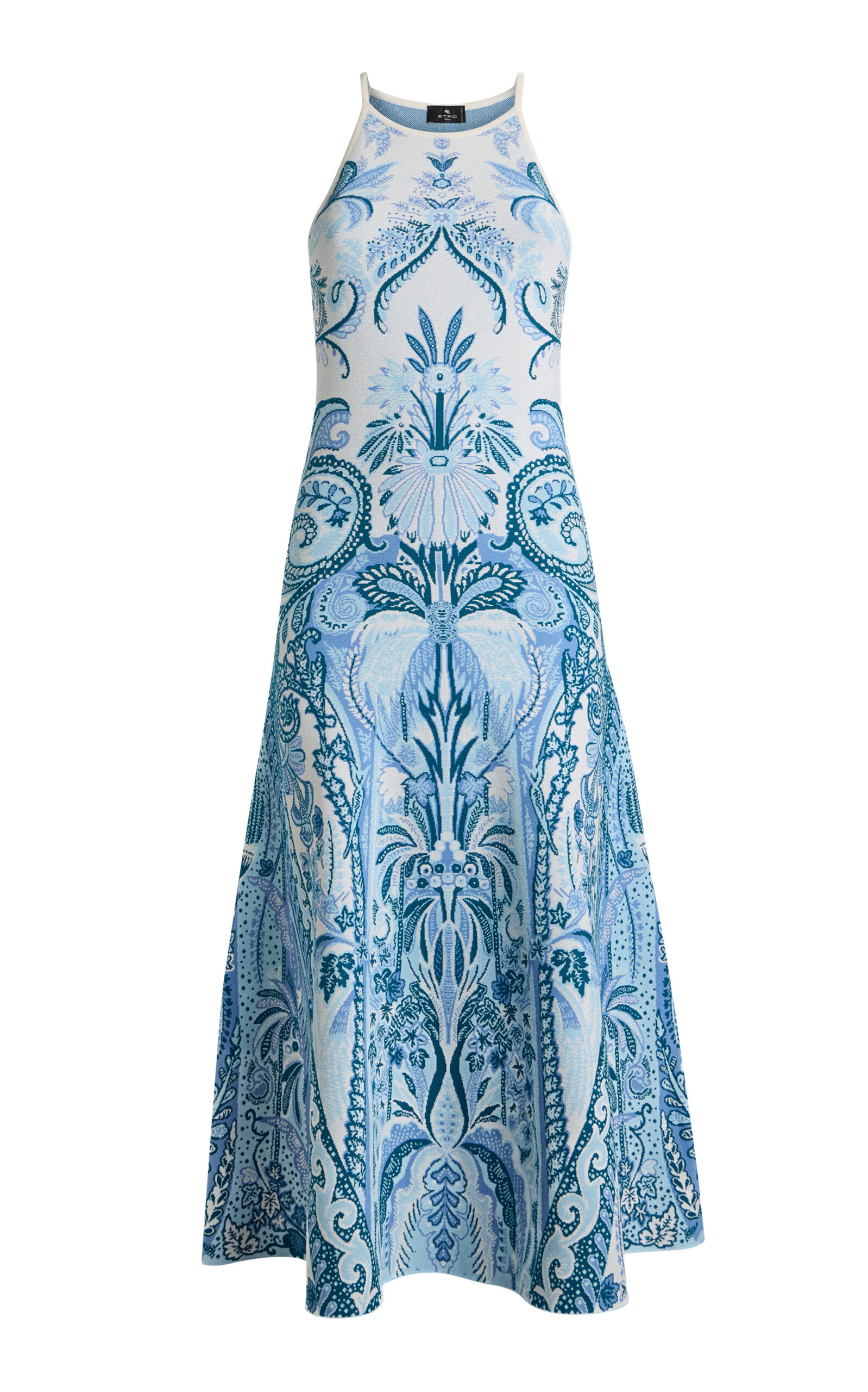 Etro Sleeveless Knit Maxi Dress In Blue