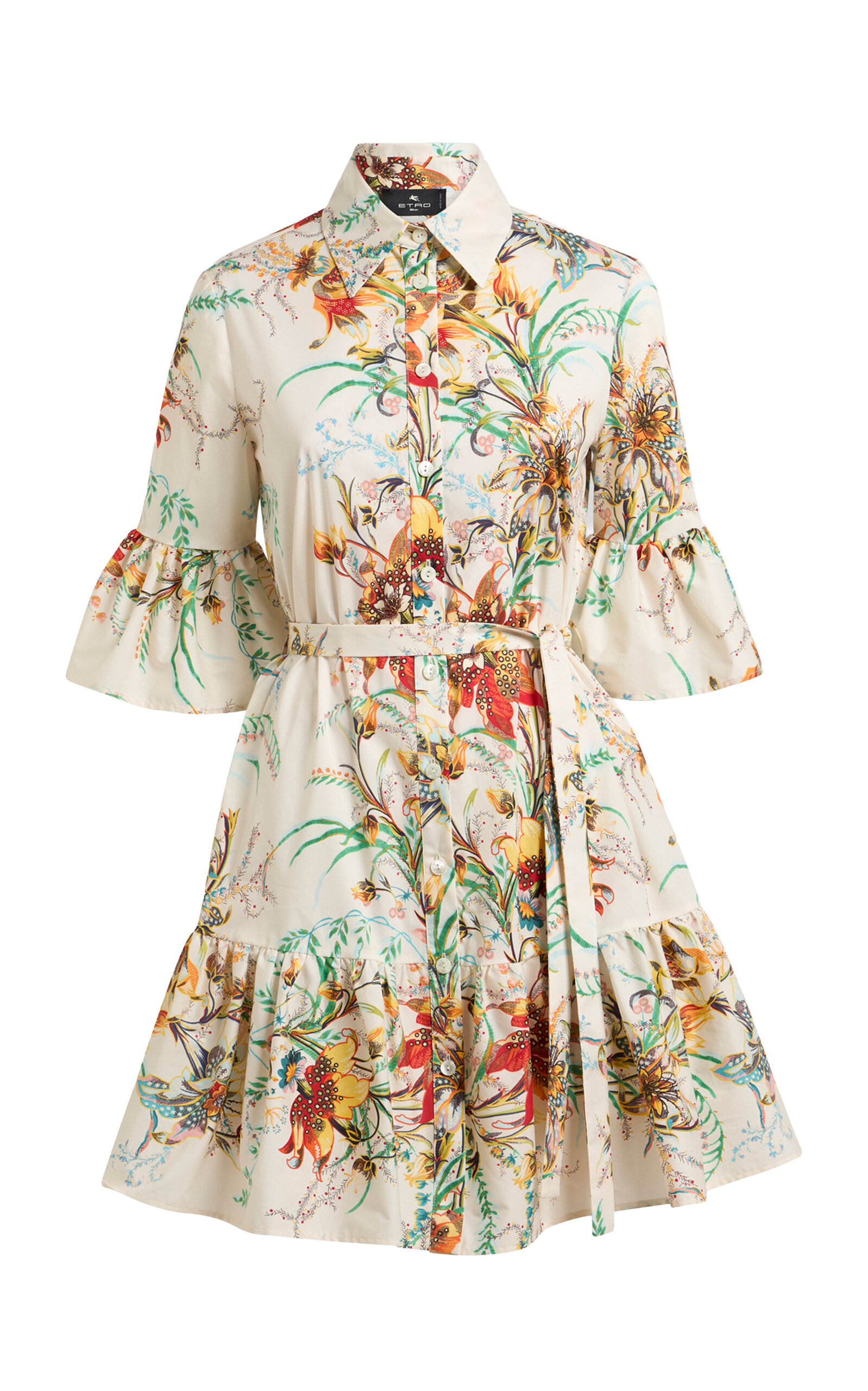 Etro Printed Stretch-cotton Mini Dress In Multi