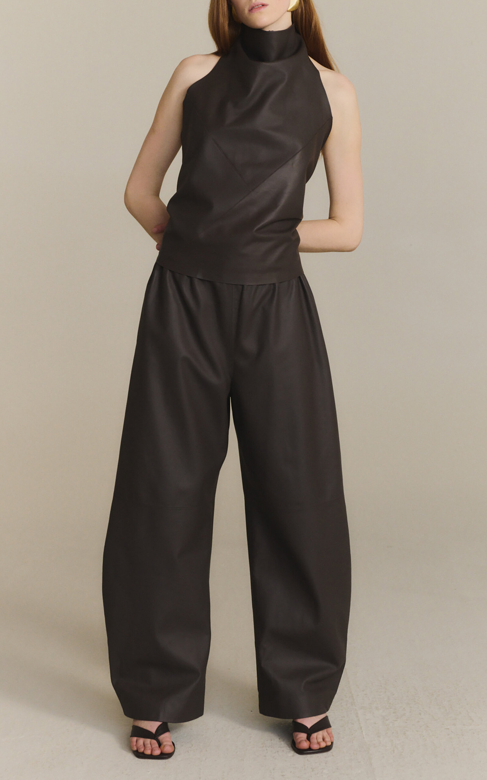 Cortana Rocco Mid-Rise Leather Wide-Leg Pants - Women's Clothing