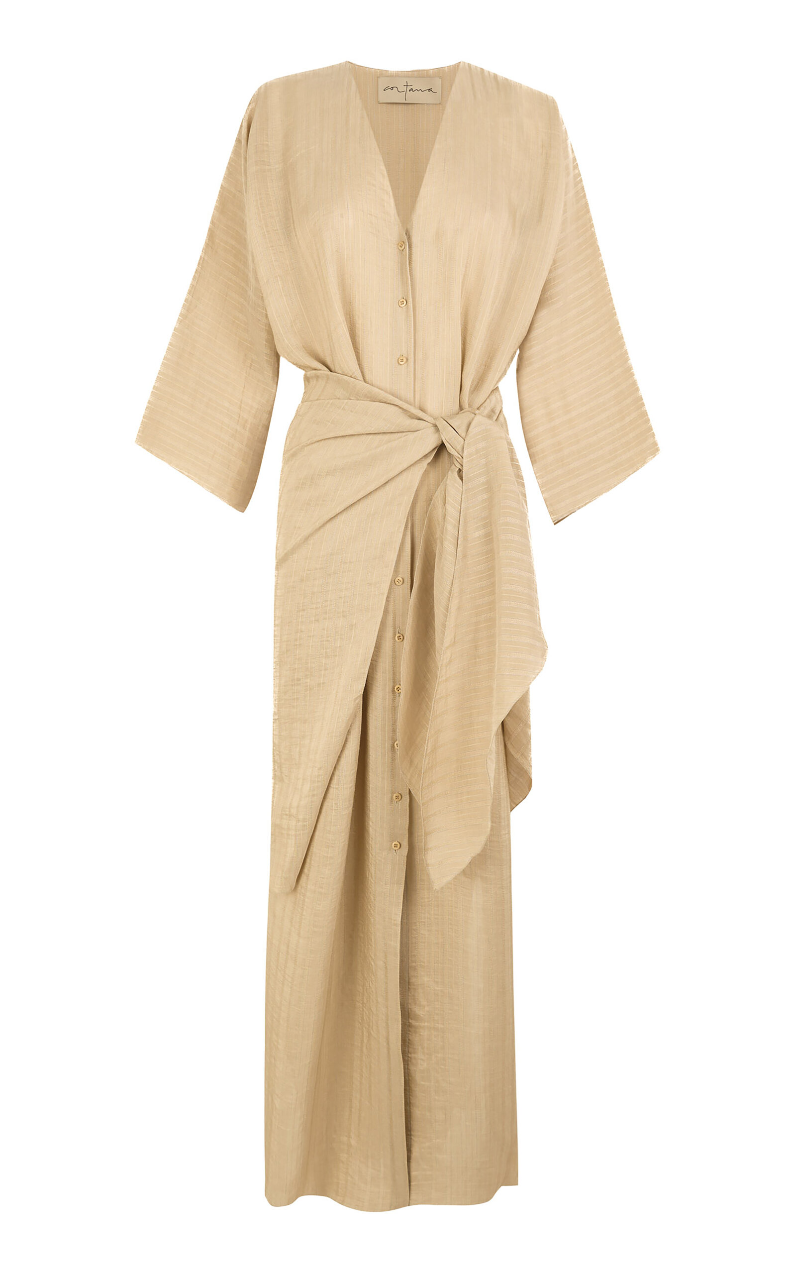 Cortana Eloise Striped Linen-Blend Midi Dress