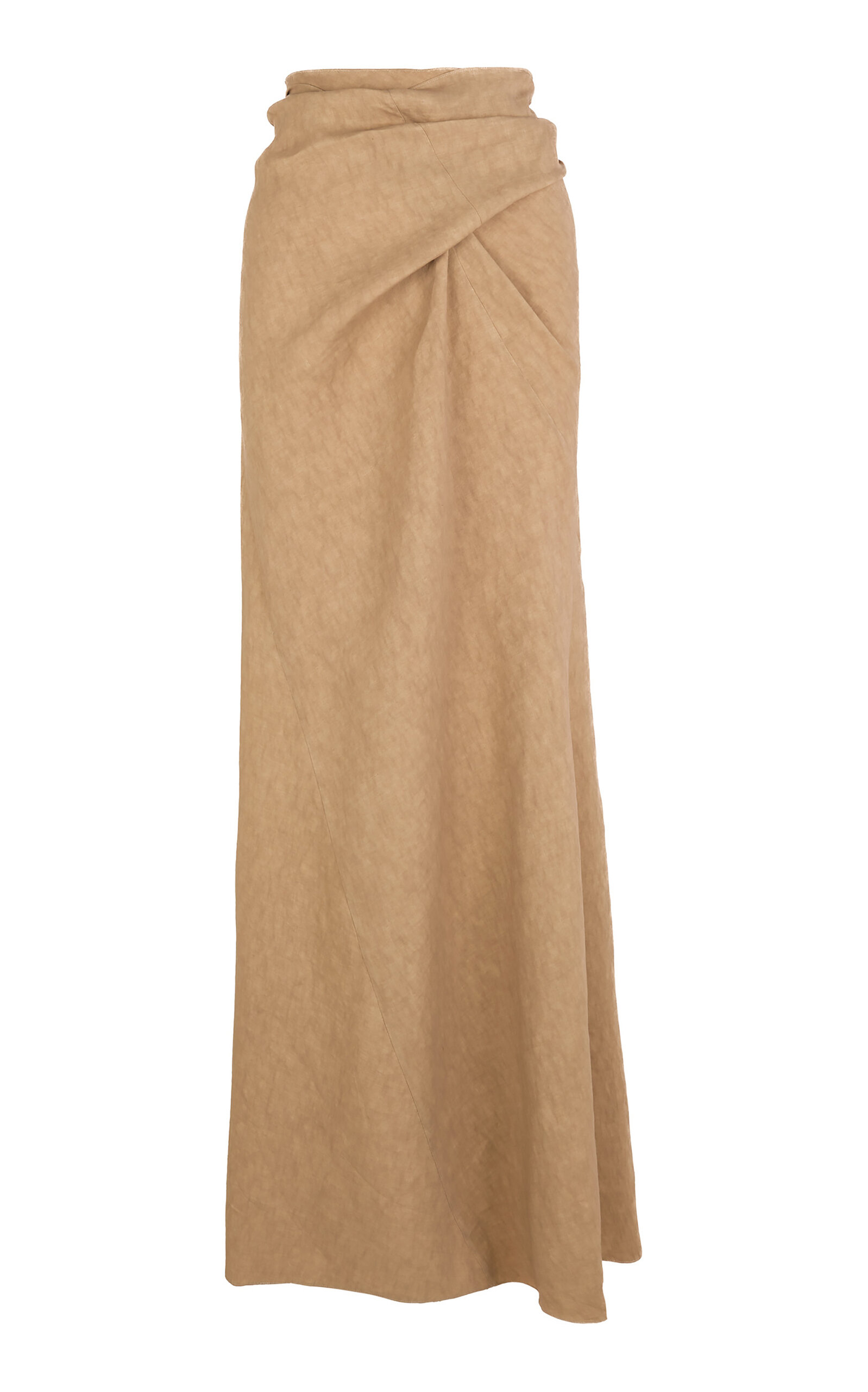 Cortana Odel Cross-Front Linen-Blend Maxi Skirt