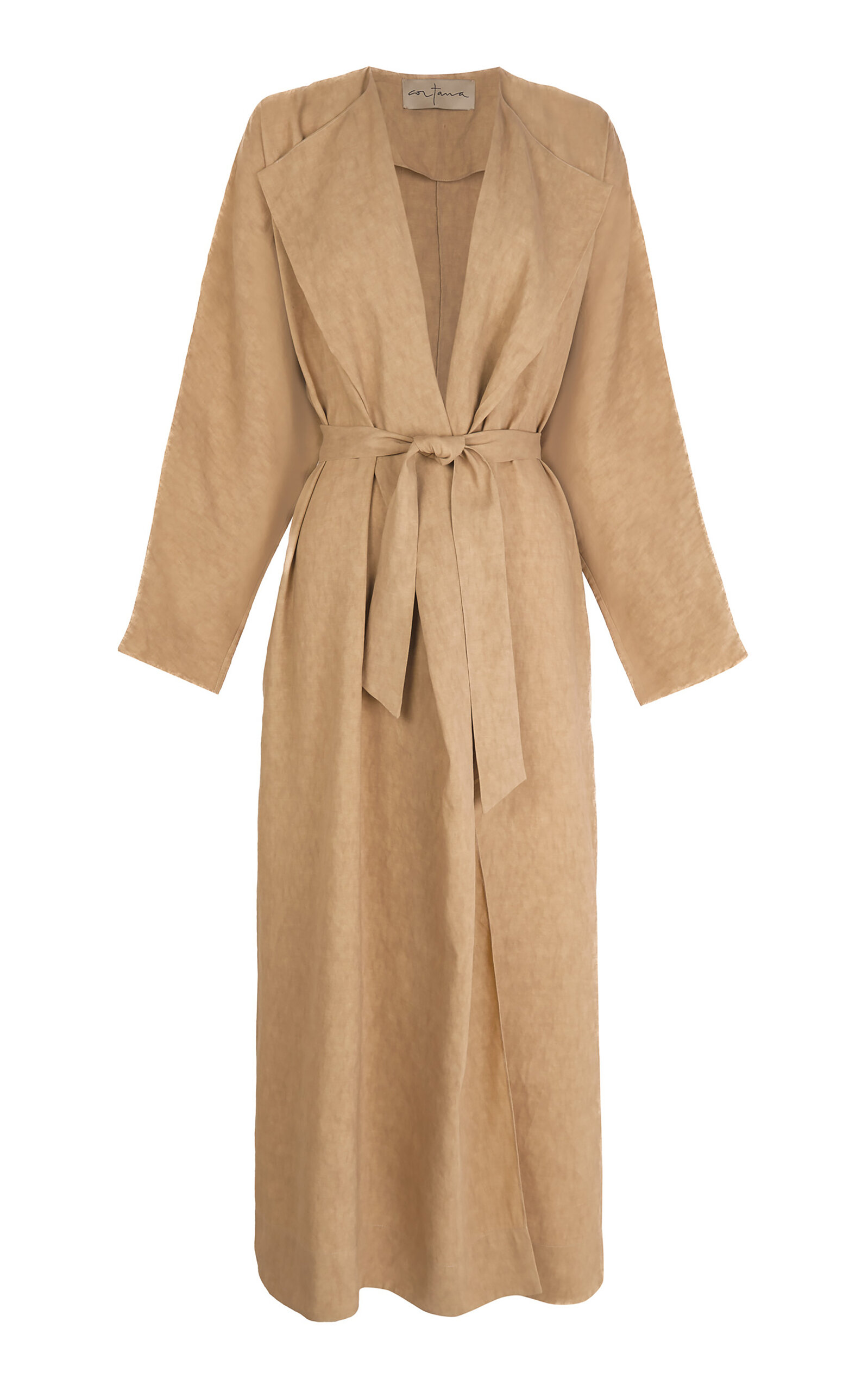 Cortana Odel Belted Linen-Blend Trench Coat