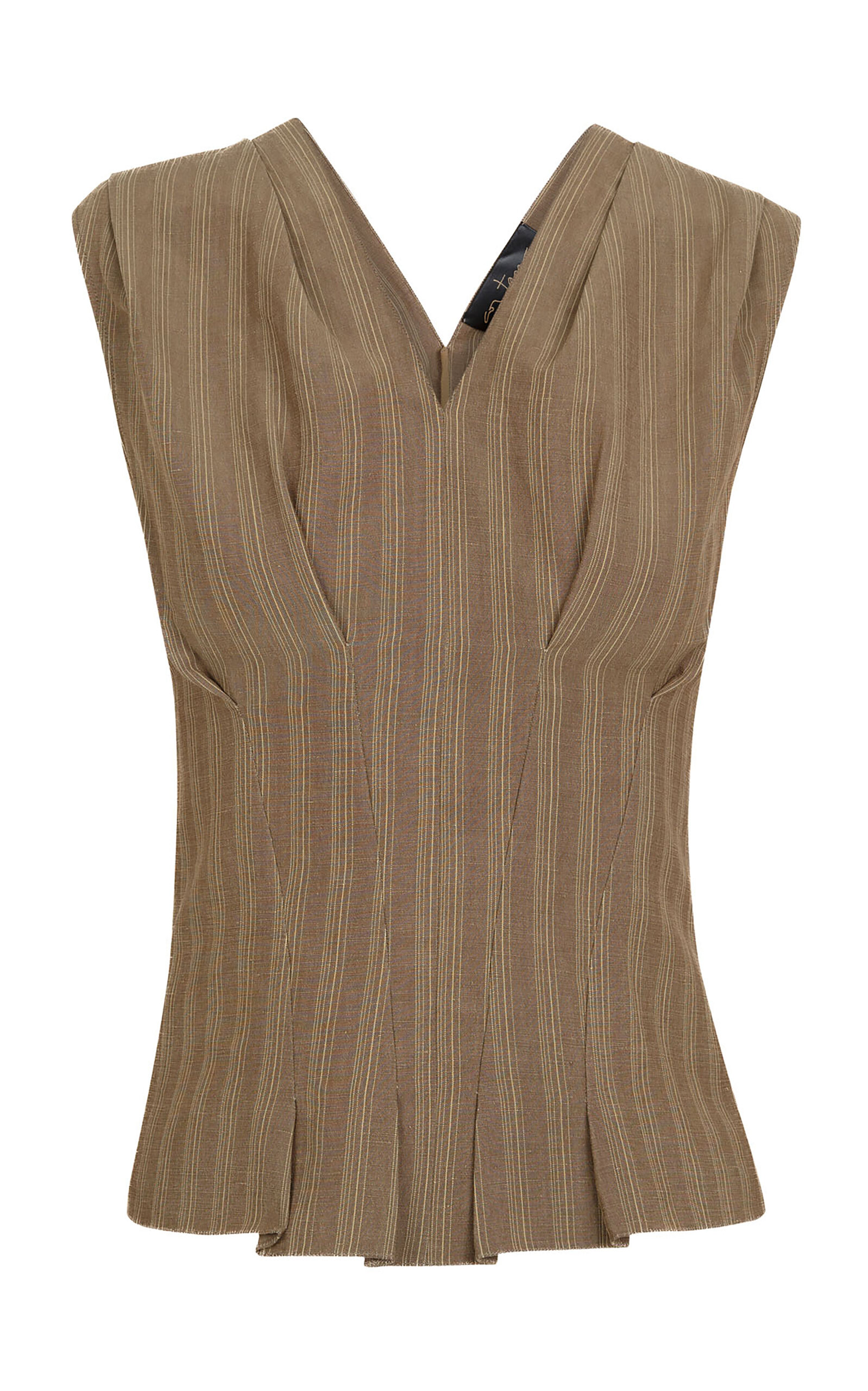 Cortana Ida Pleated Linen-Blend Top