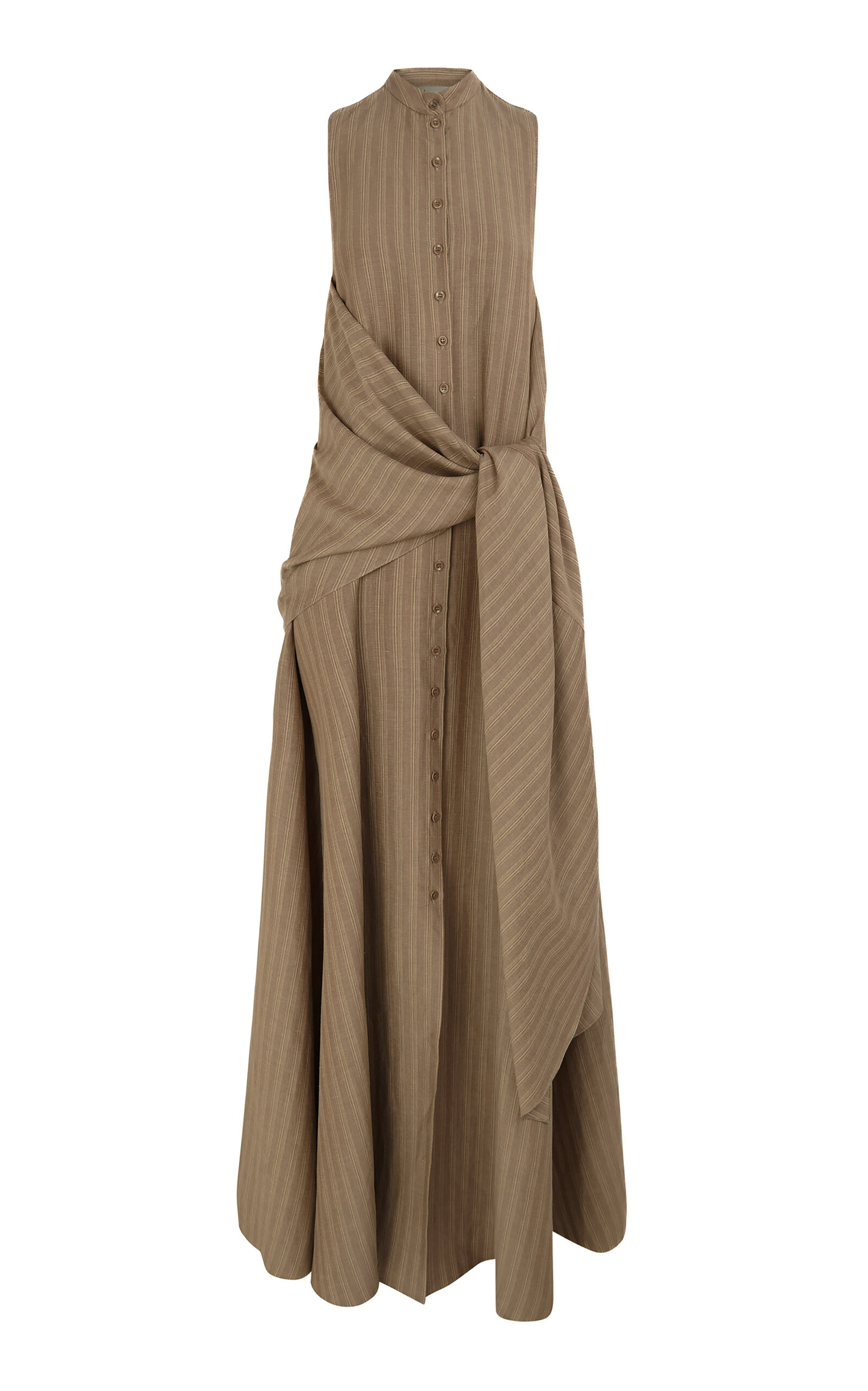 Cortana Edith Tie-Front Linen-Blend Maxi Dress