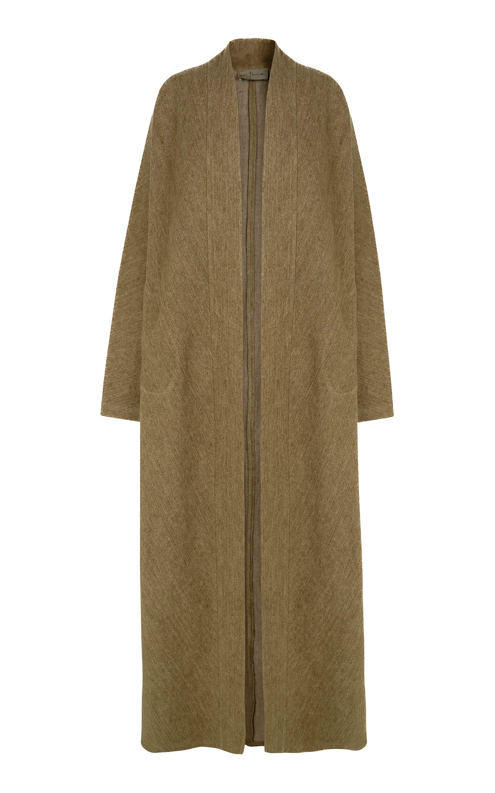 Cortana Tourmaline Long Linen-Jaquard Coat