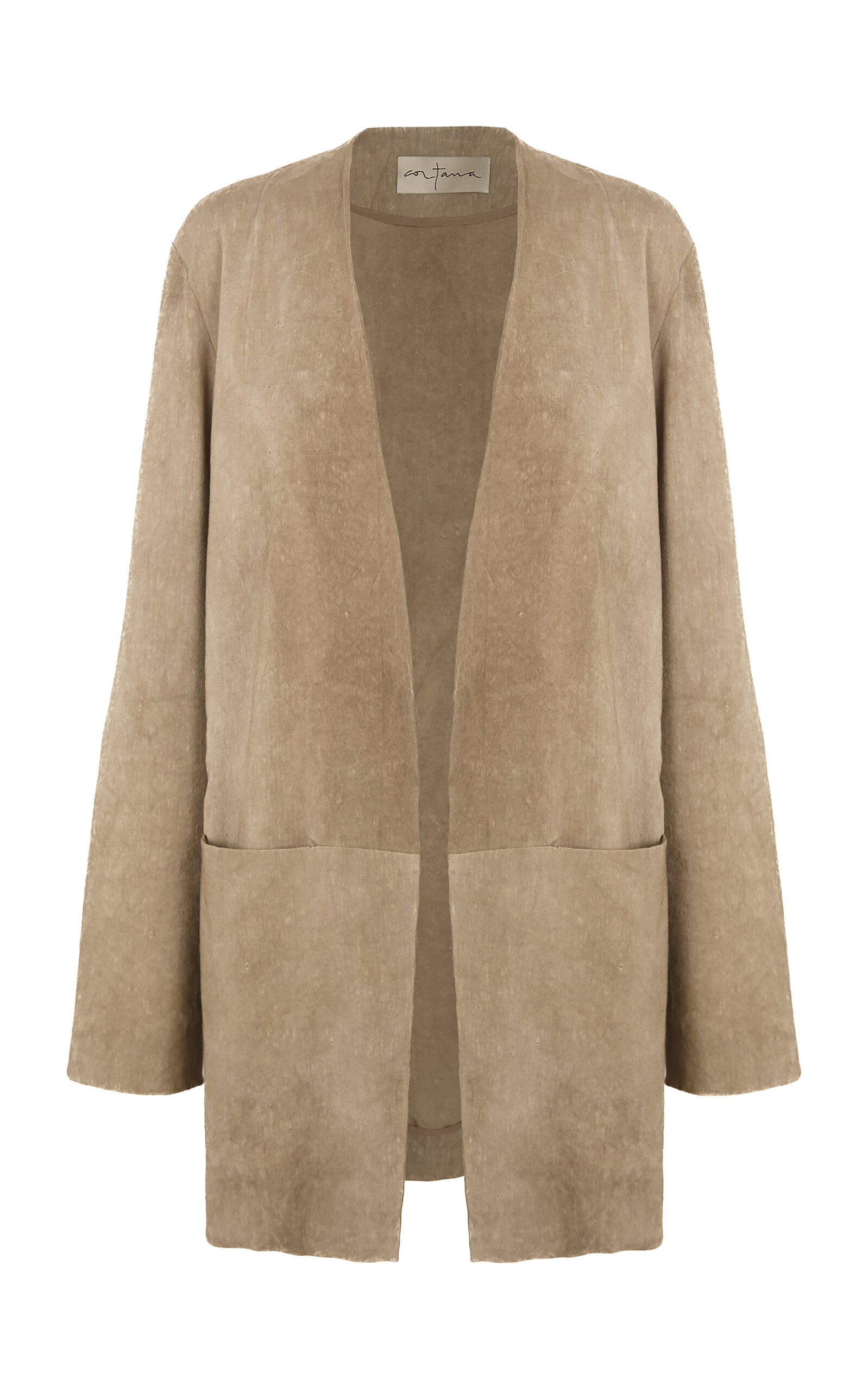 Cortana Cassian Collarless Linen-Blend Jacket