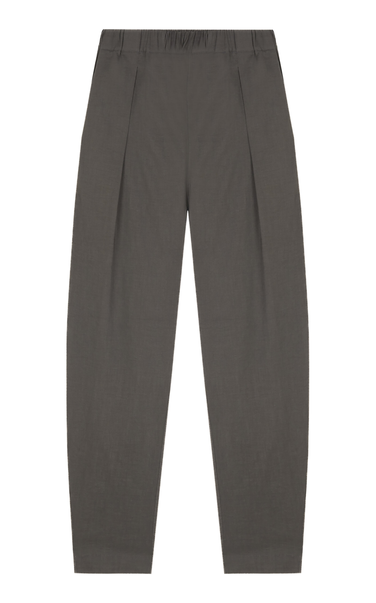Cortana Ama Pleated Hemp-Blend Straight-Leg Pants