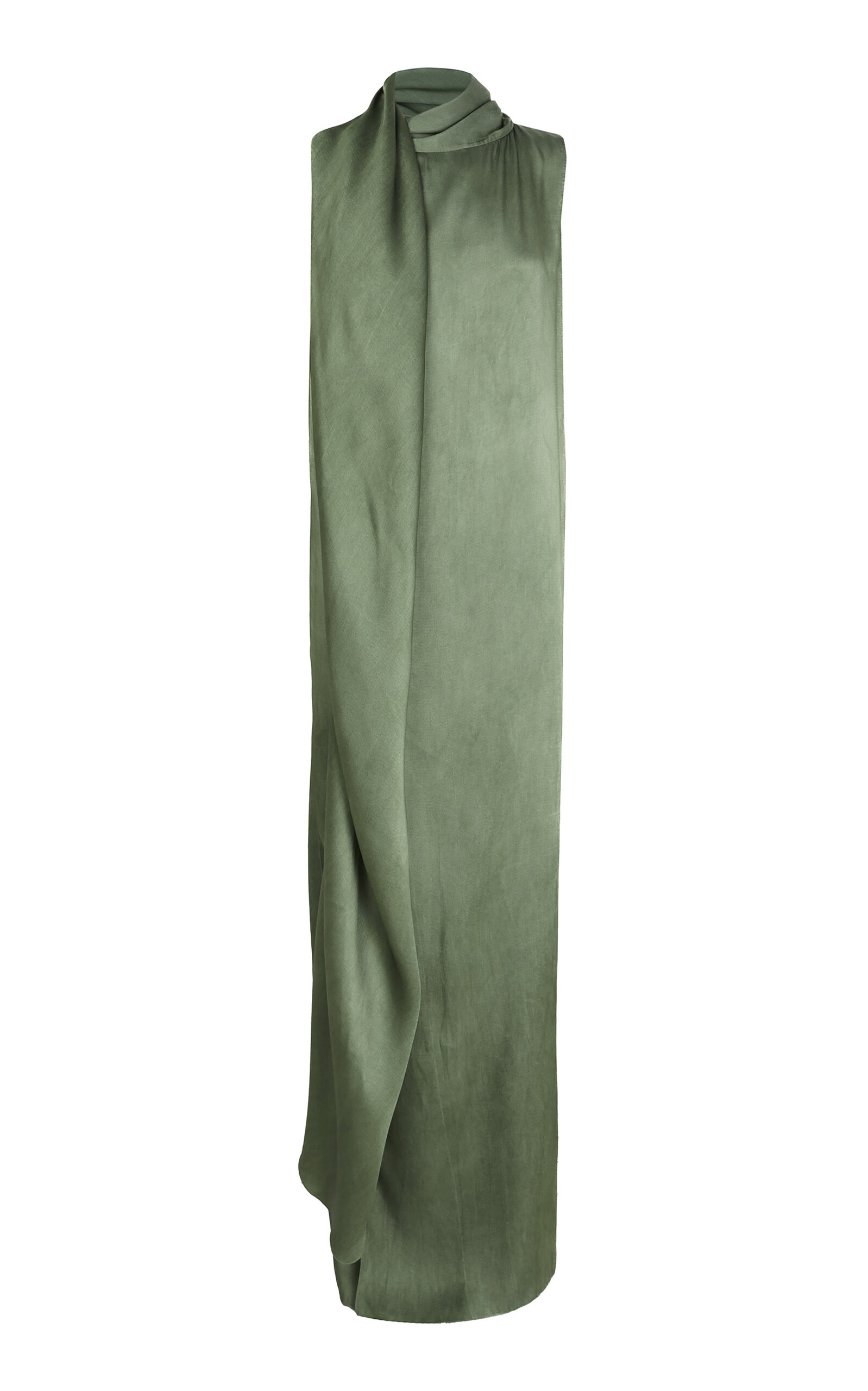 Cortana Lava Scarf-Detailed Linen-Blend Maxi Dress