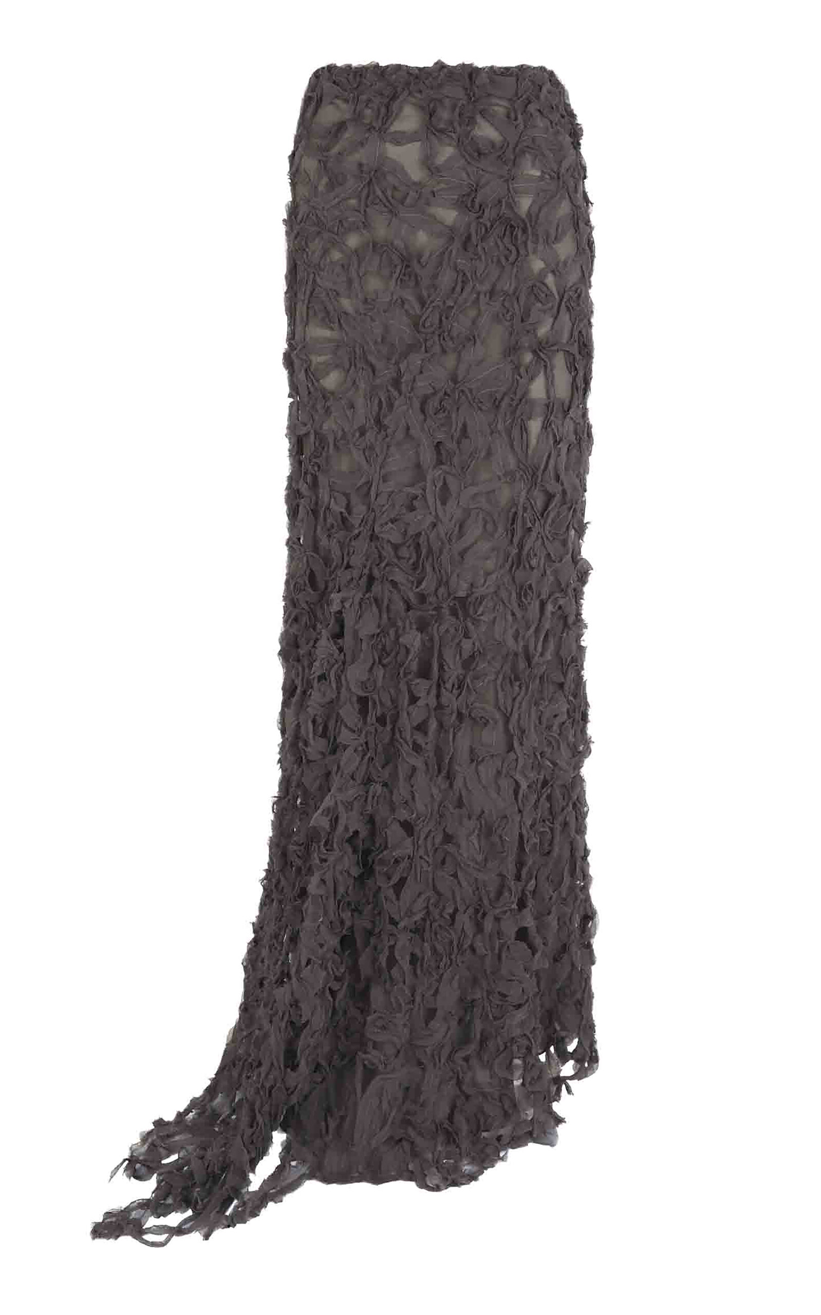 Cortana Embull Embroidered Silk Maxi Skirt