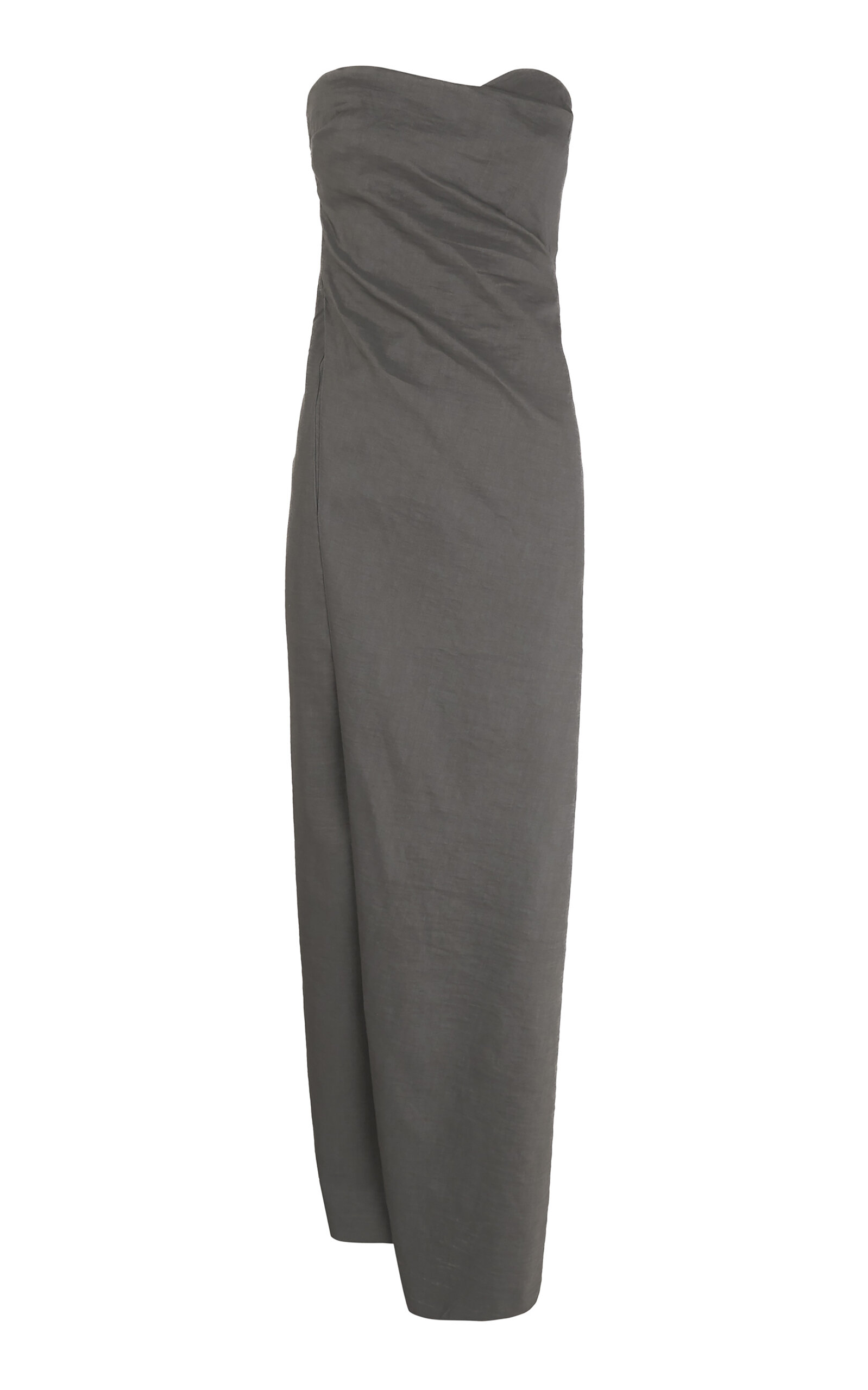 Cortana Brenna Strapless Hemp-Blend Midi Dress