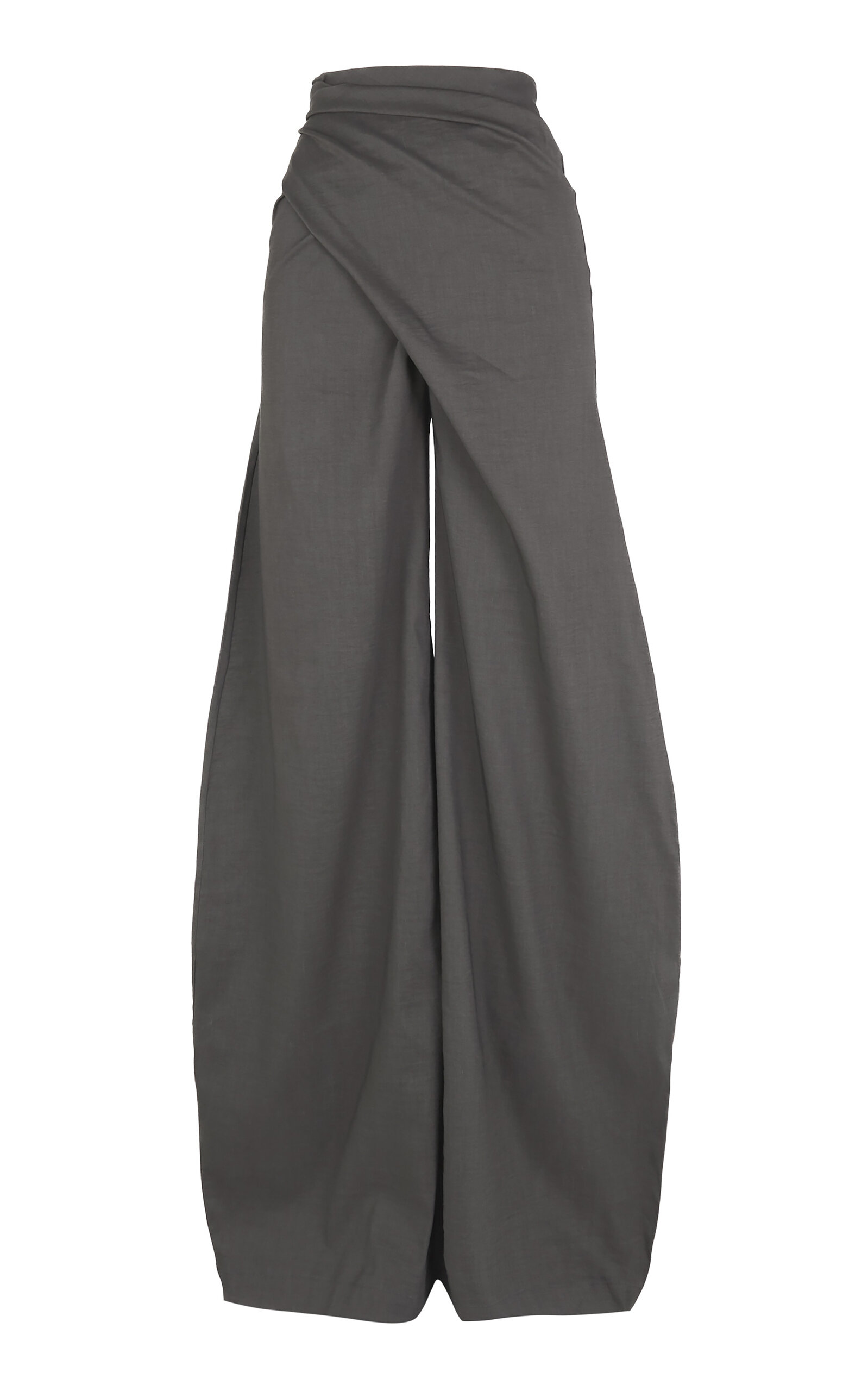 Cortana Mite Wrap-Front Hemp-Blend Wide-Leg Pants