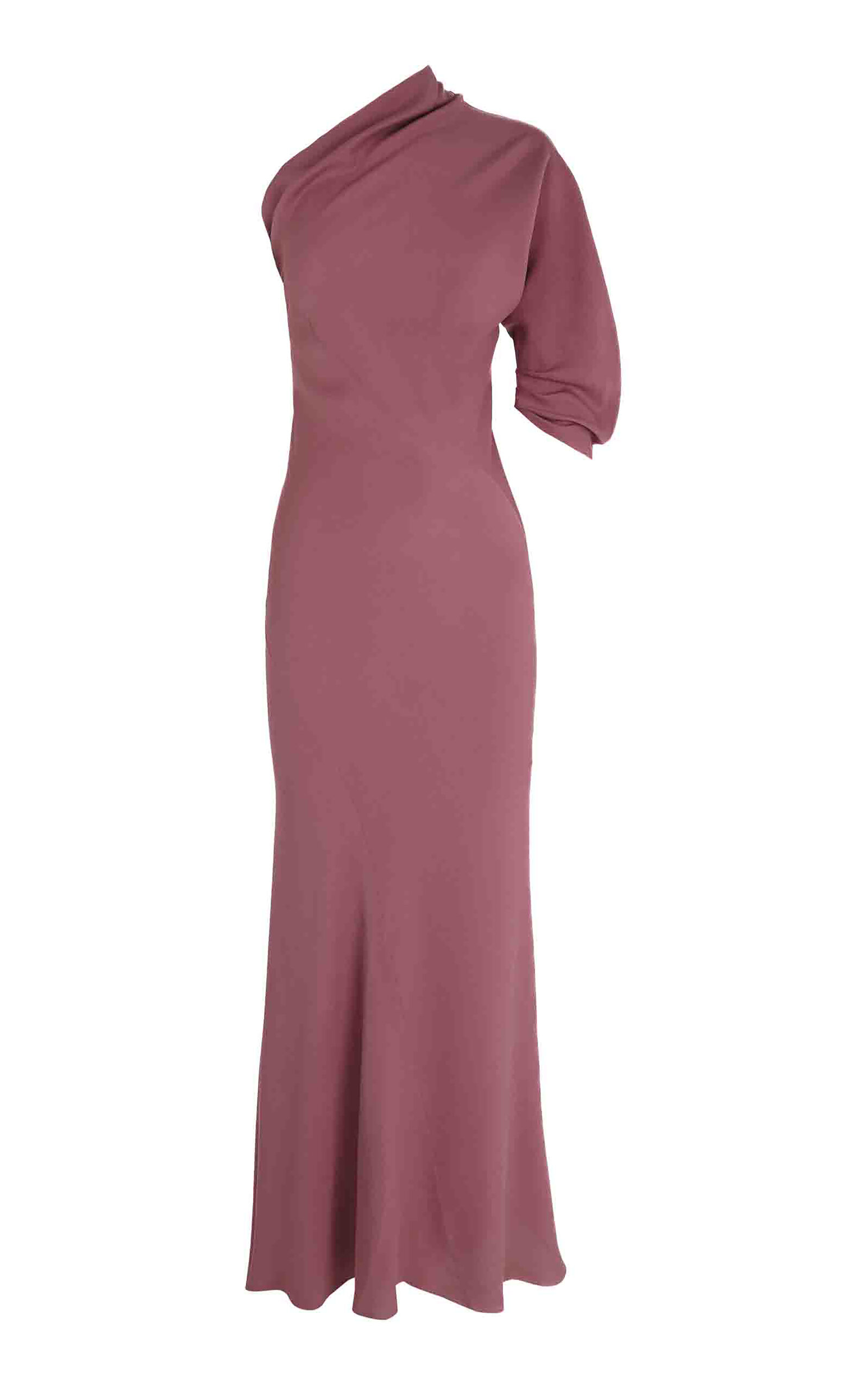 Cortana Aldara Asymmetric Silk-Crepe Midi Dress