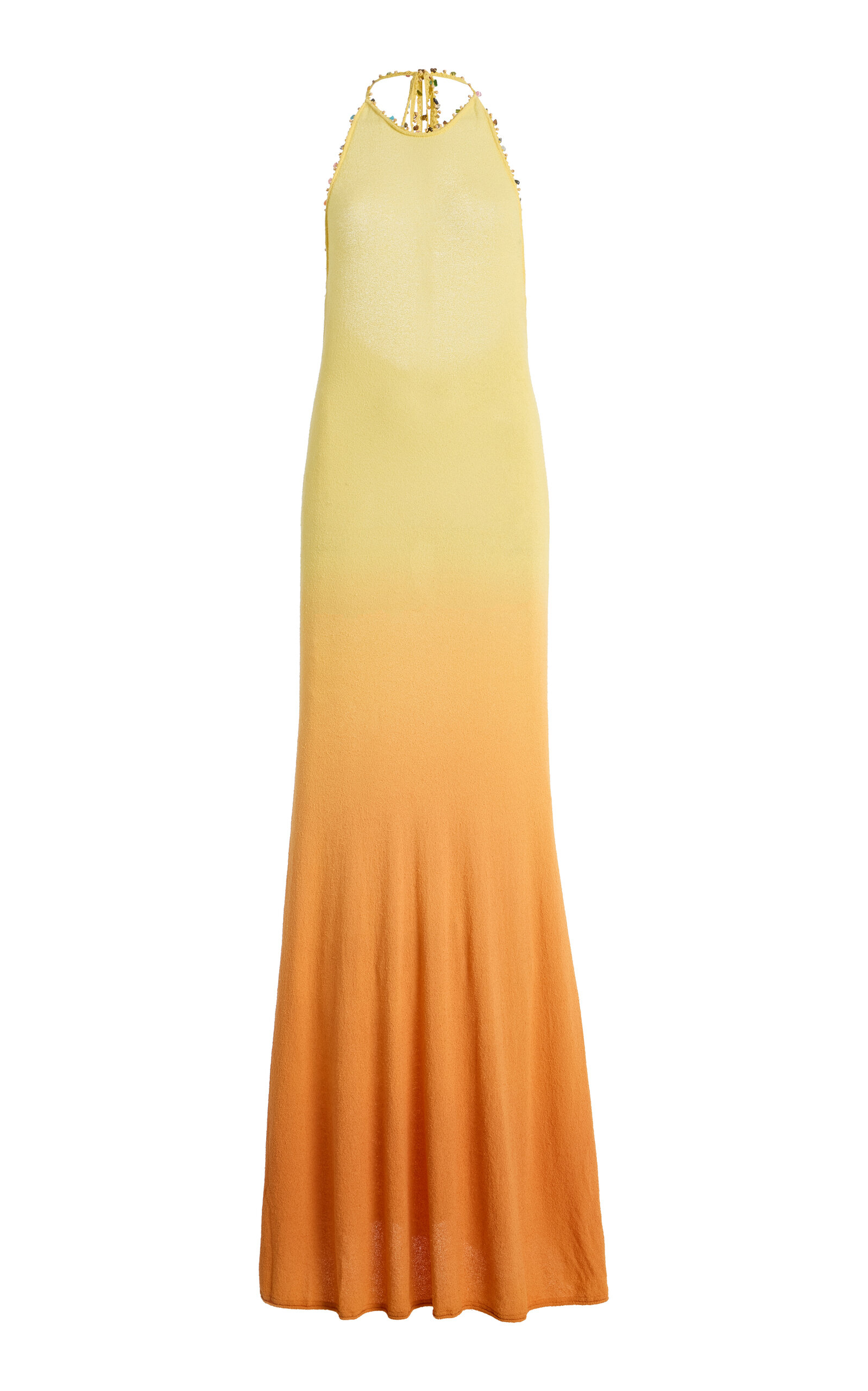Christopher Esber Exclusive La Isla Beach Quartz Cotton-Blend Maxi Halter Dress