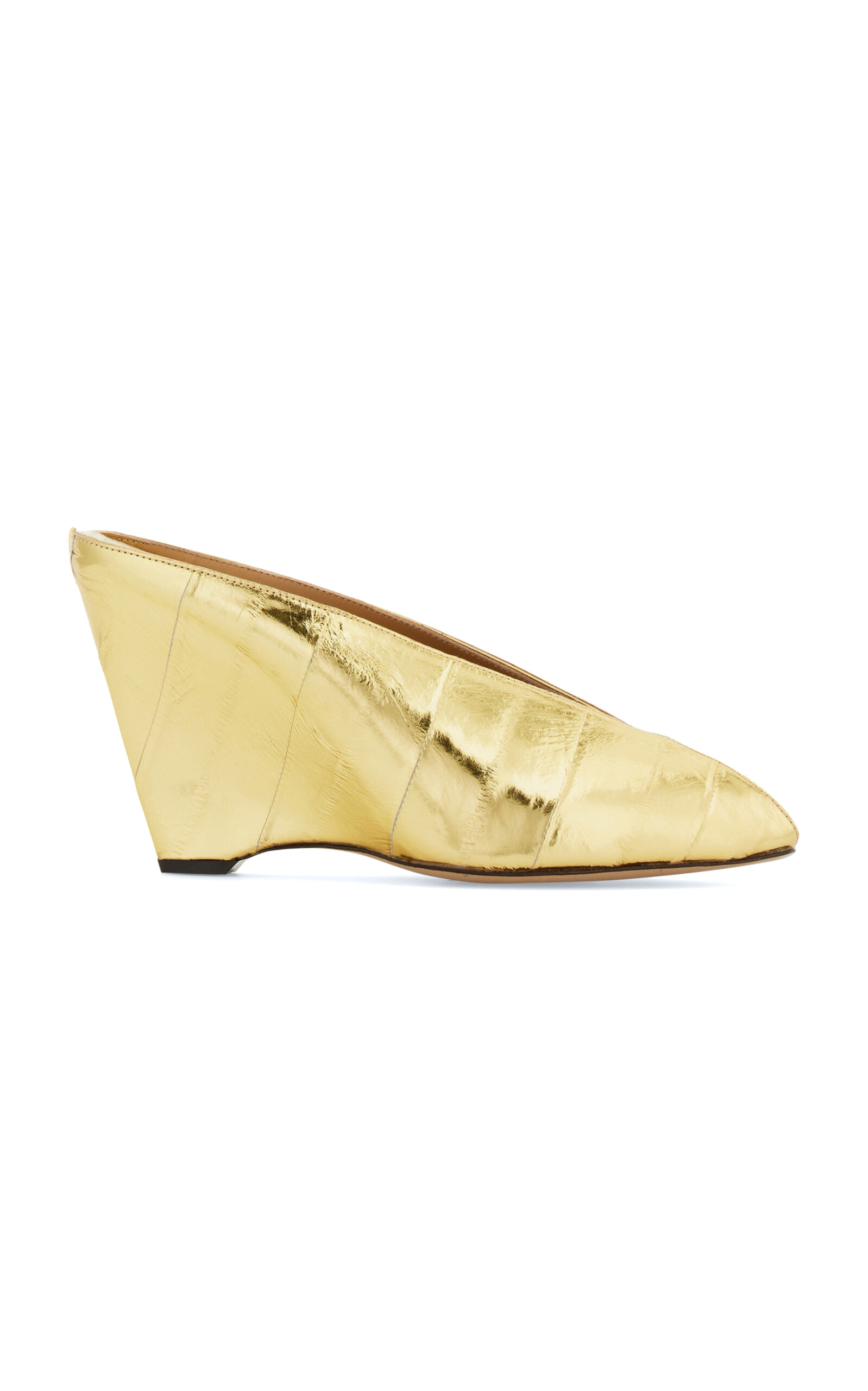 Ferragamo Alicia Metallic Leather Wedges Mules