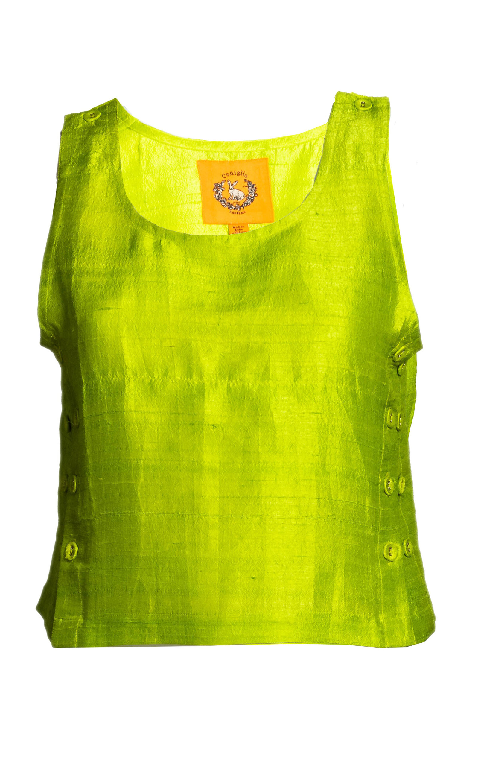 Coniglio Palm Beach Palmo Side-Button Silk Tank Top