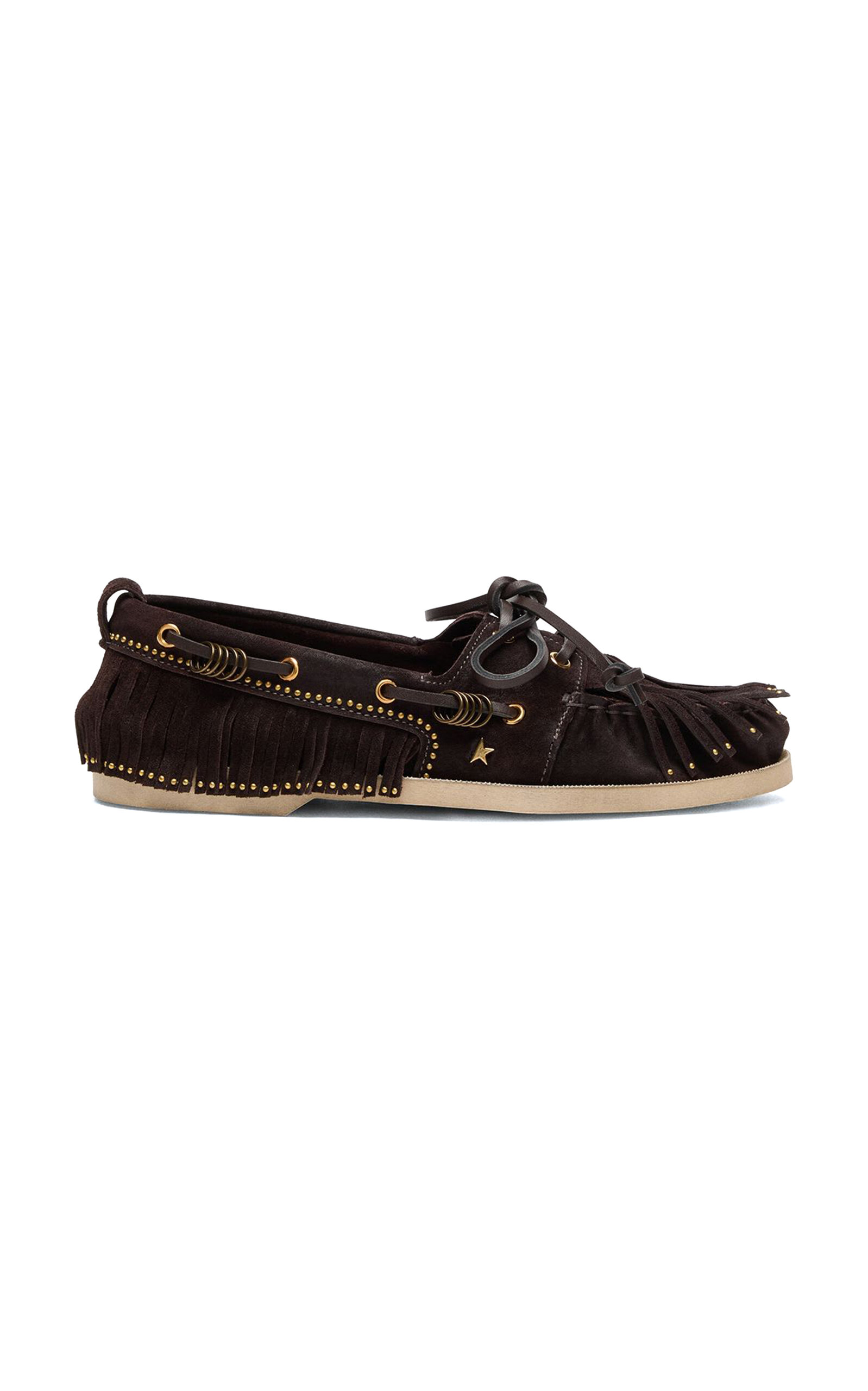 Golden Goose Boat Mocassin Suede Upper With Fringes And Studs