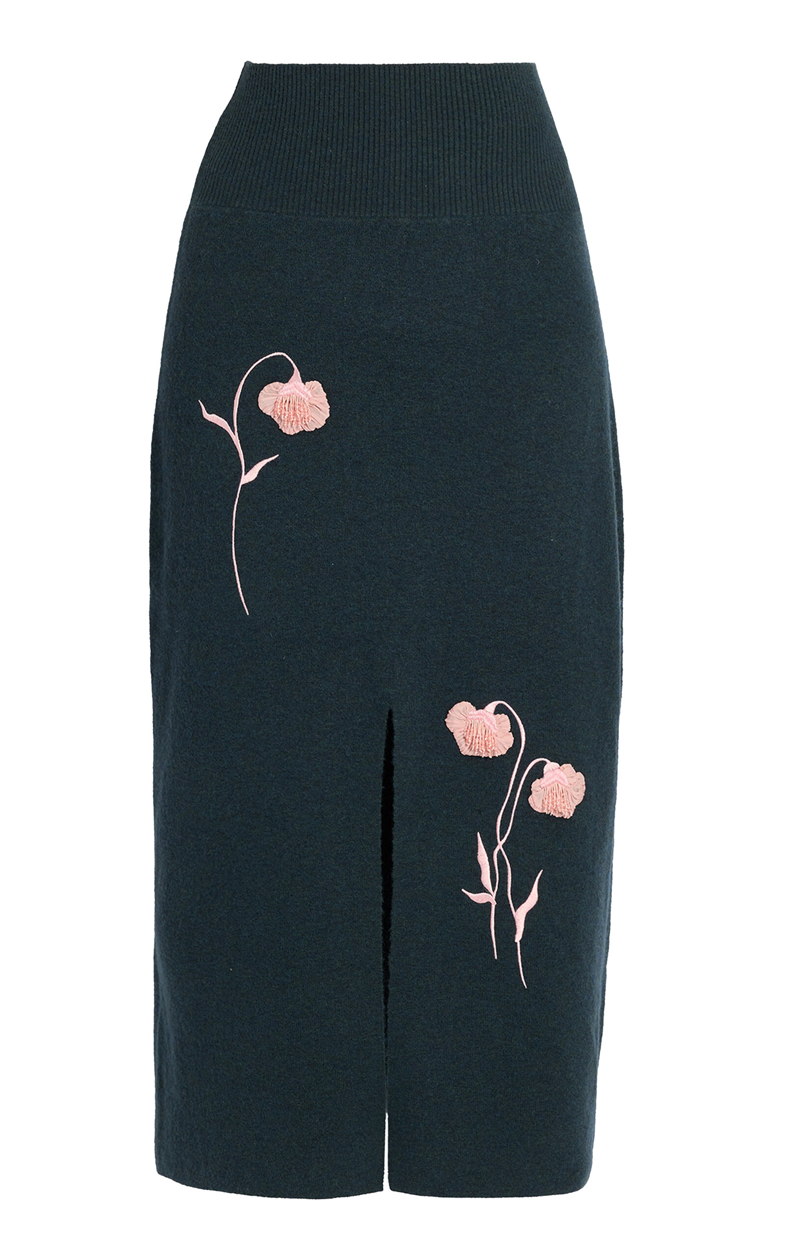 Erdem Embroidered Knit Midi Pencil Skirt