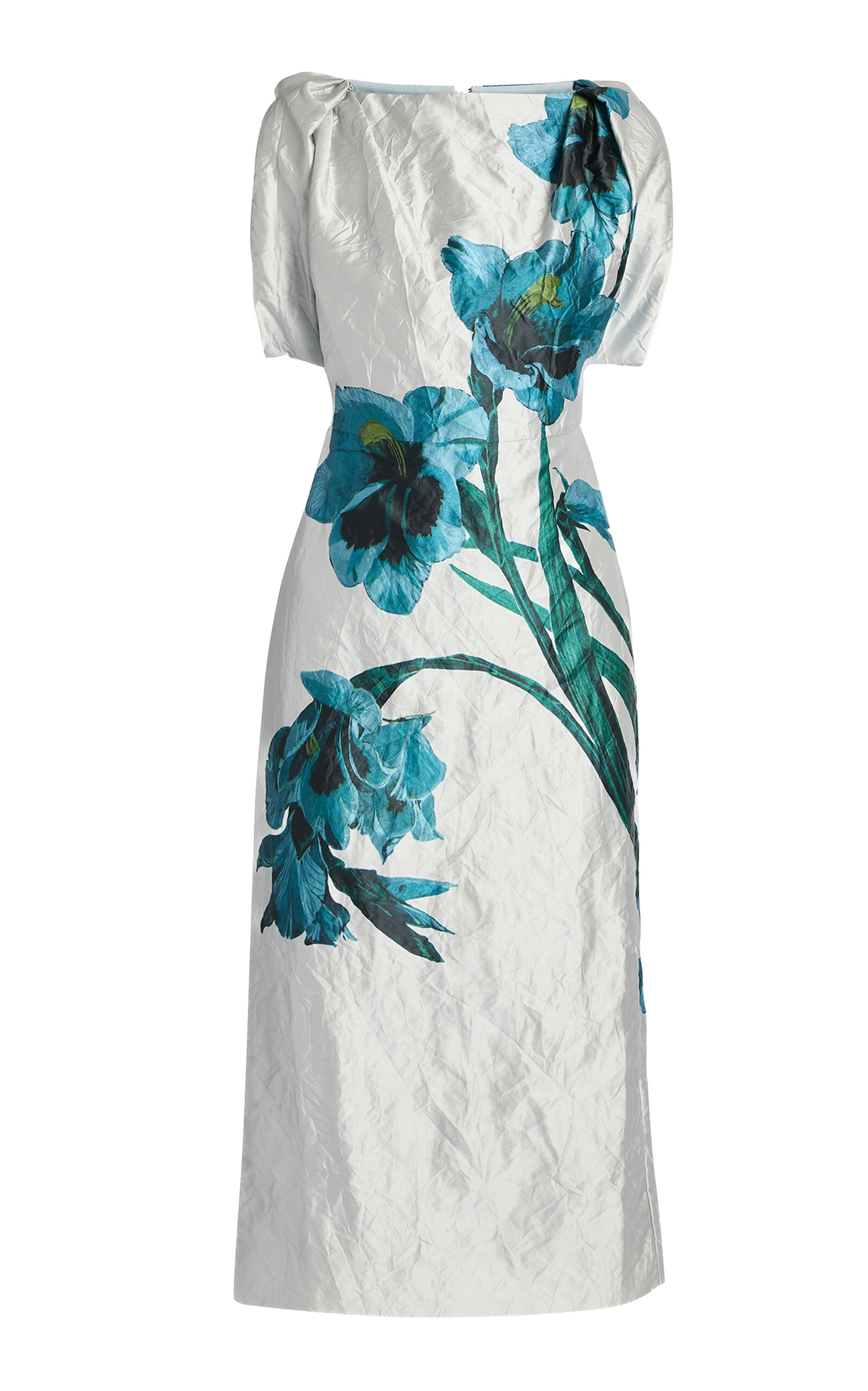 Erdem Floral Textured Satin Midi Dress