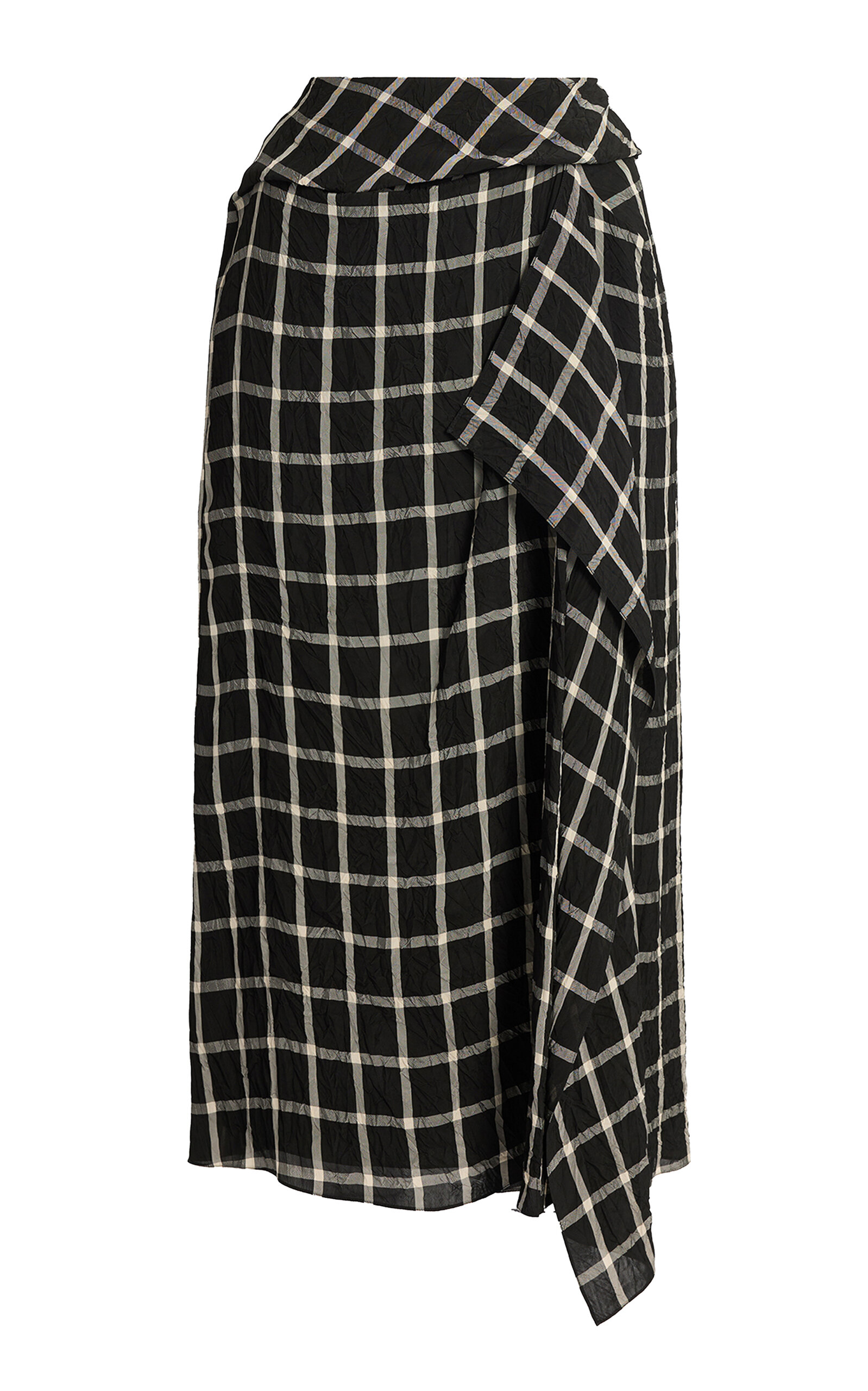 Erdem Crushed Window Check Midi Pencil Skirt