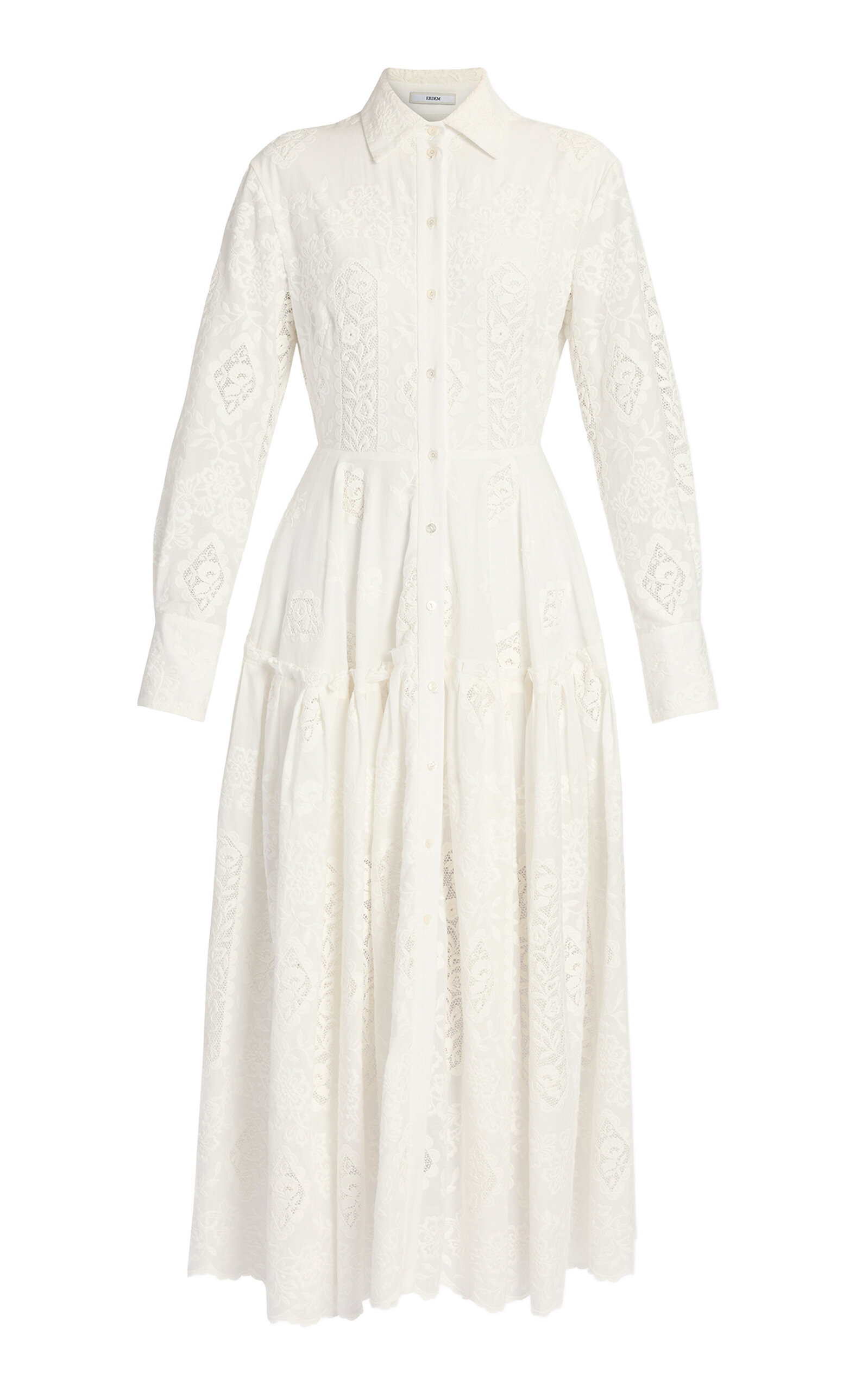 Erdem Embroidered Cotton Maxi Shirt Dress