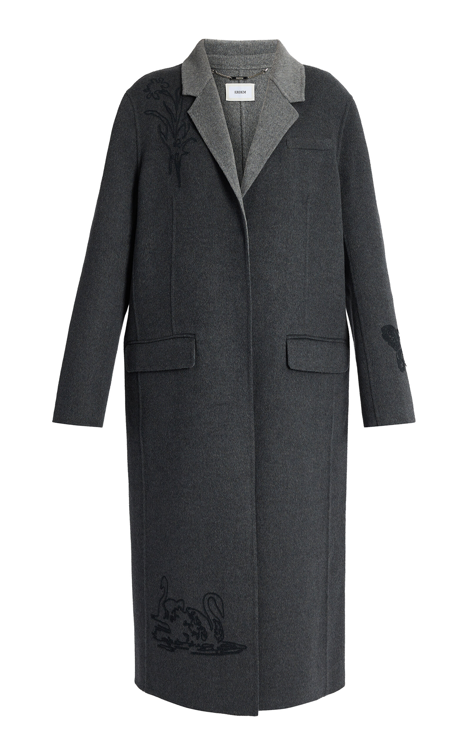 Erdem Embroidered Wool-Cashmere Coat