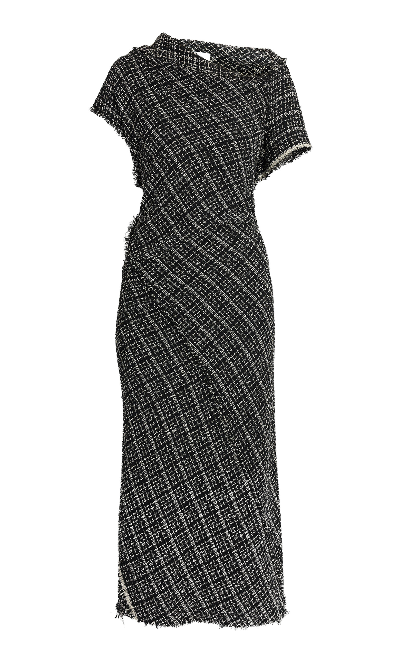 Erdem Asymmetric Tweed Midi Dress