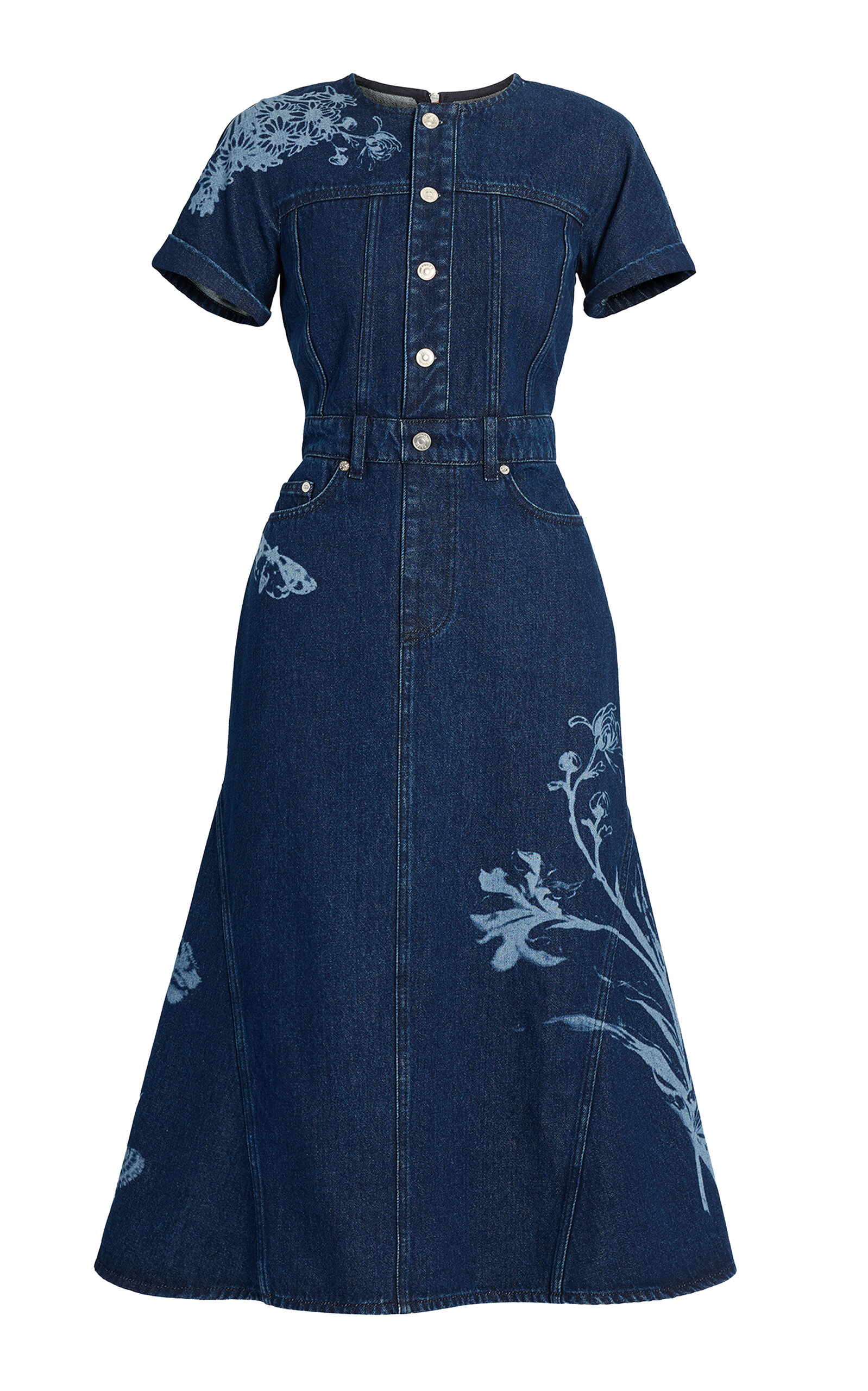 Erdem Printed Denim Midi Dress