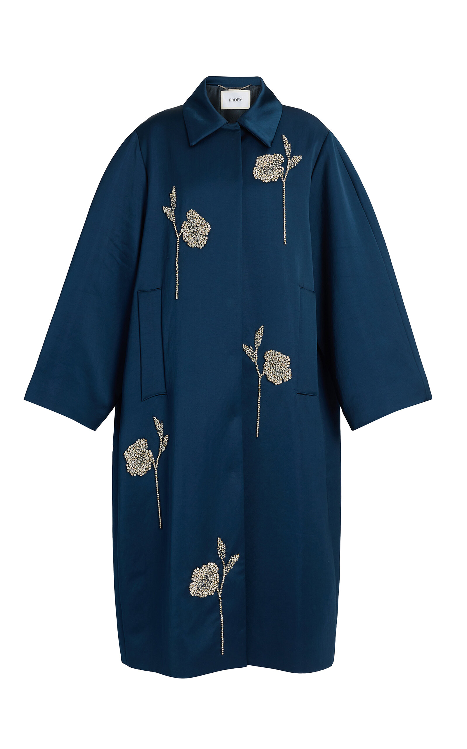 Erdem Embroidered Heavy Satin Coat