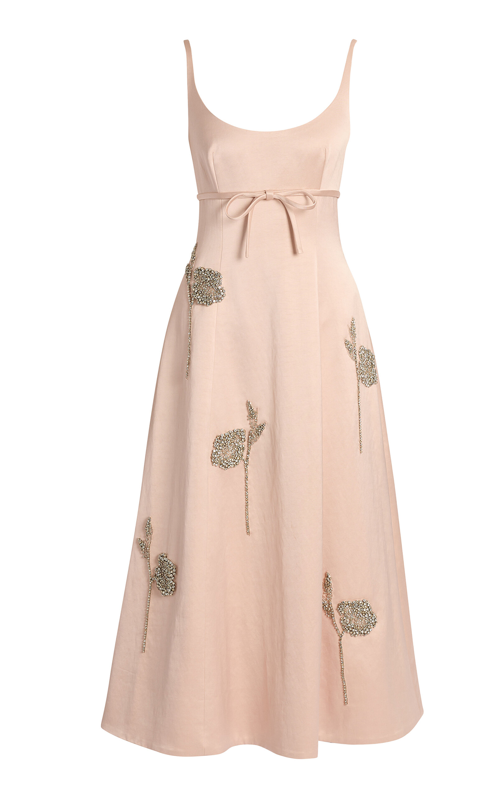 Erdem Embroidered Heavy Satin Midi Dress