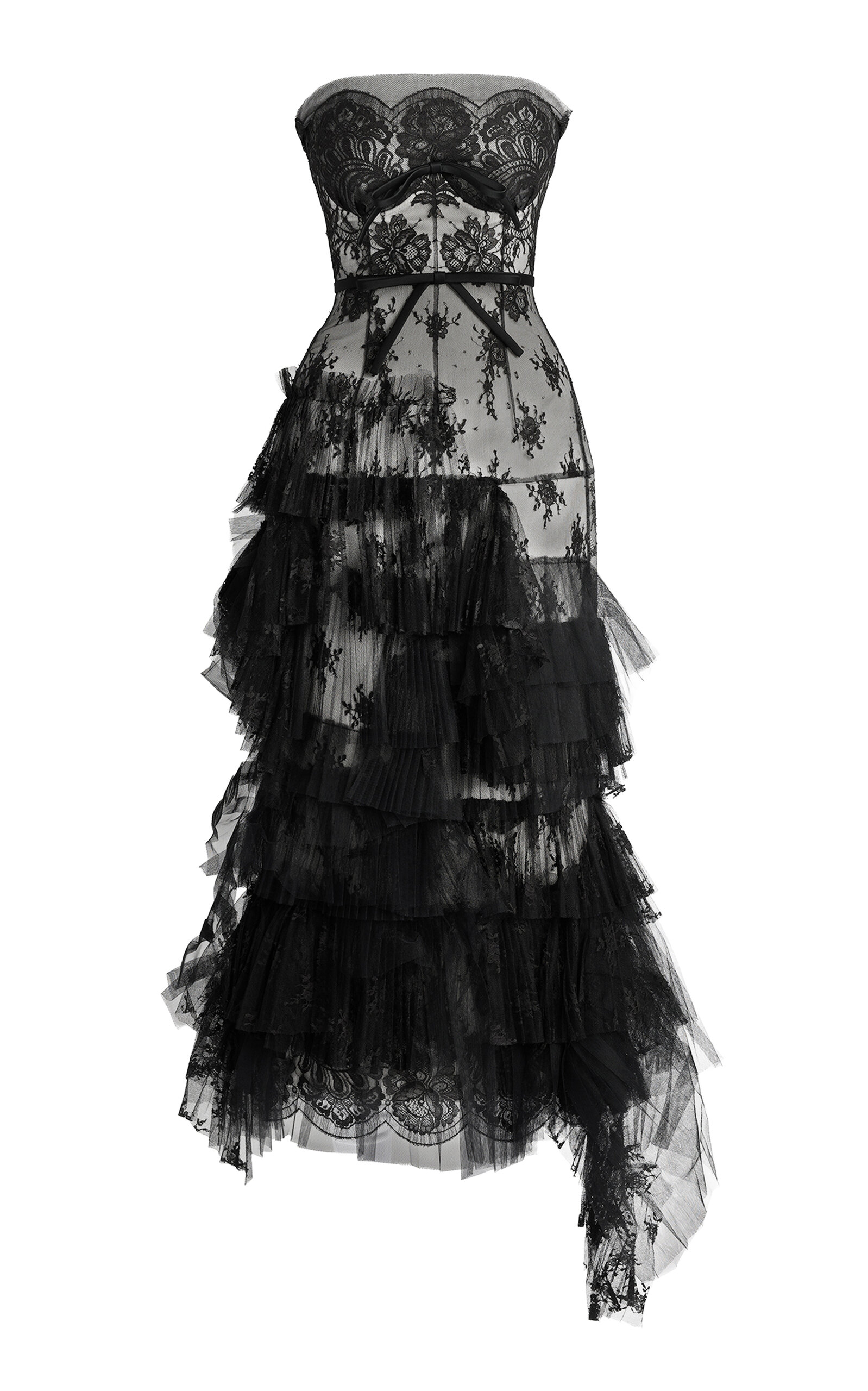 Erdem Tiered Lace Bustier Midi Dress
