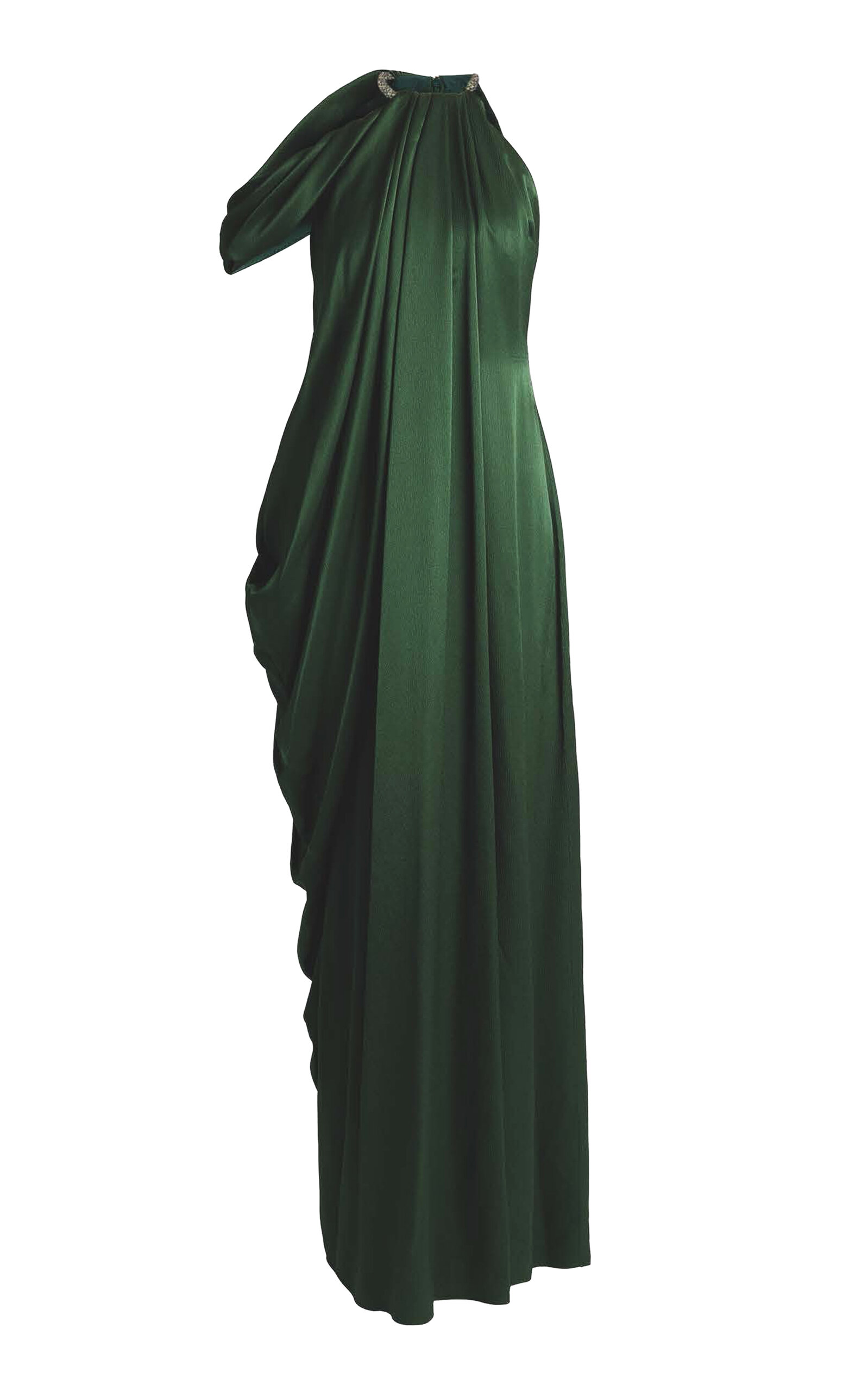 Erdem Draped Satin Seersucker Gown