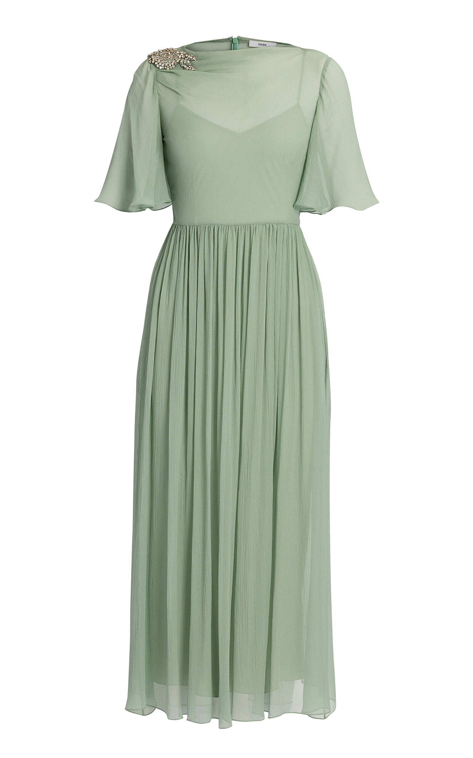 Erdem Embellished Silk Creponne Midi Dress