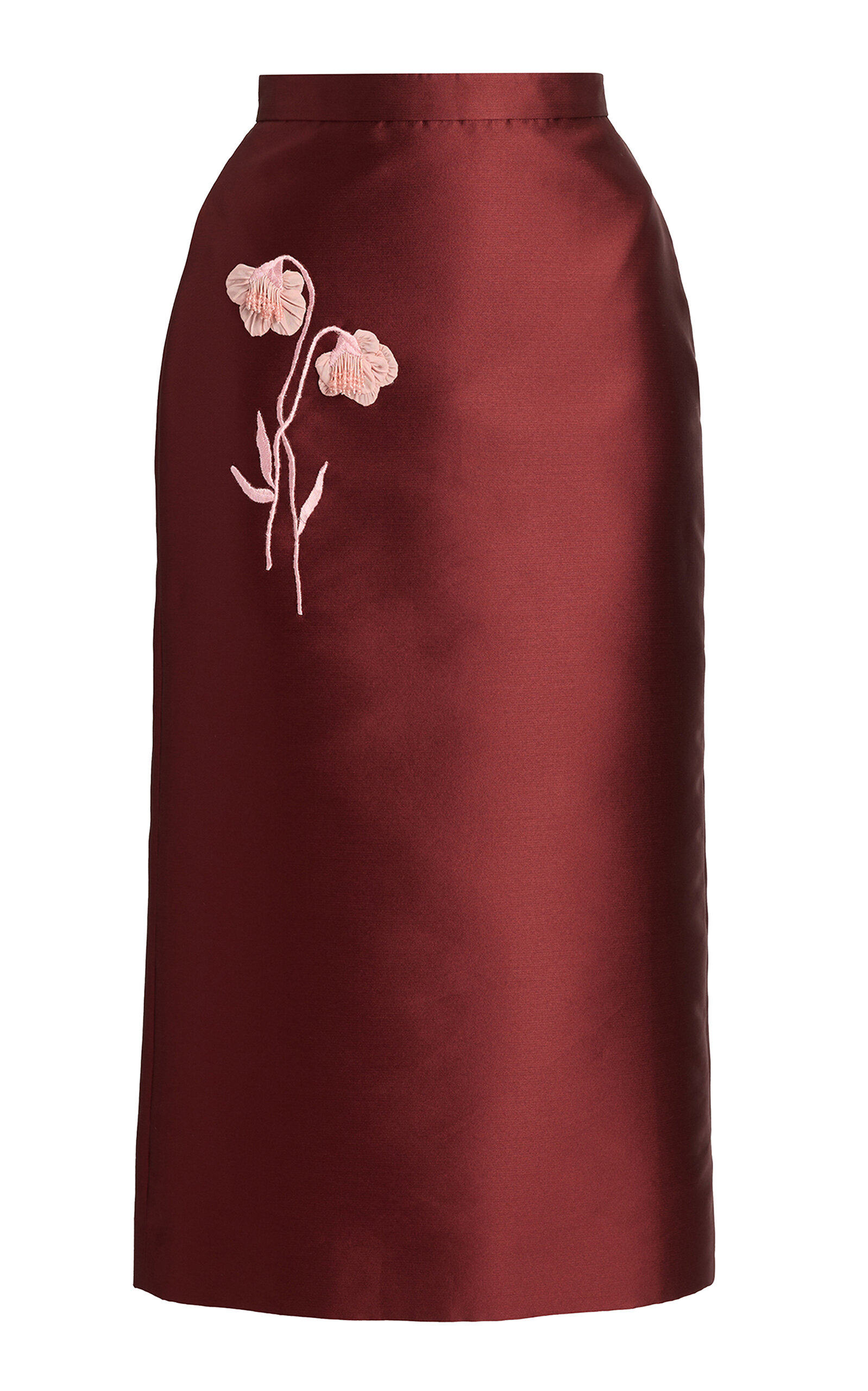Erdem Embroidered Mikado Midi Pencil Skirt