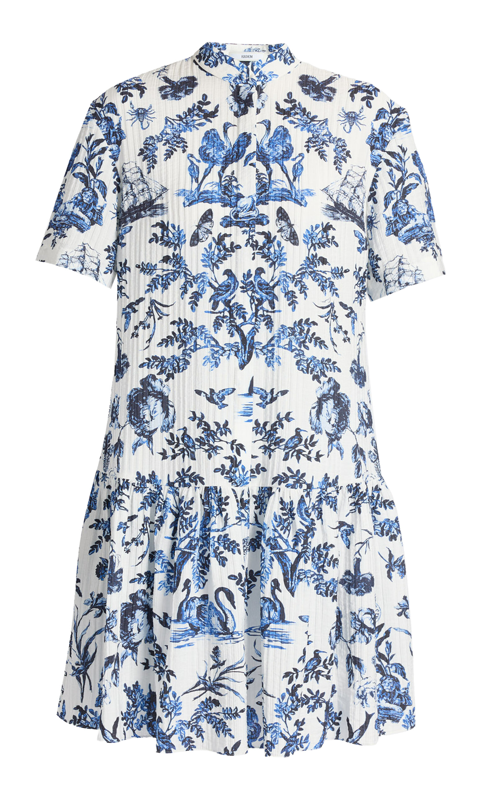 Erdem Crinkled Jacquard Mini Shirt Dress