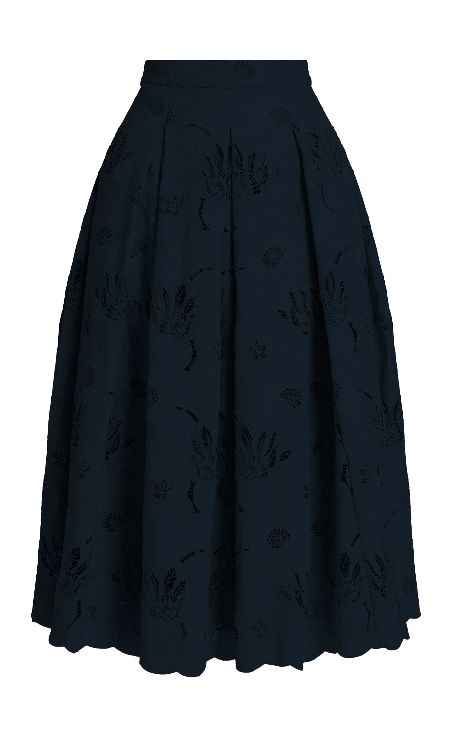Erdem Cutout Floral Cotton-Blend Midi Skirt