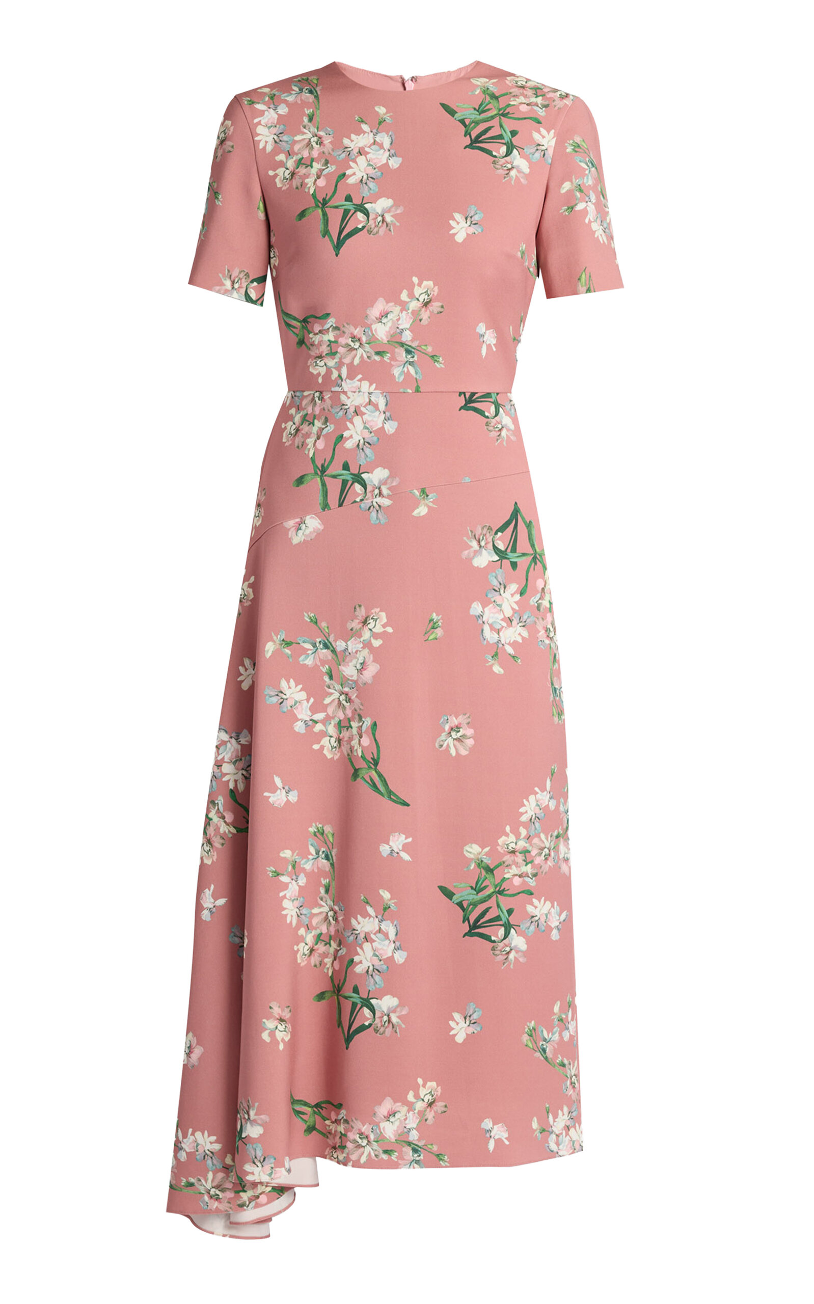 Erdem Draped Floral Stretch Cady Midi Dress