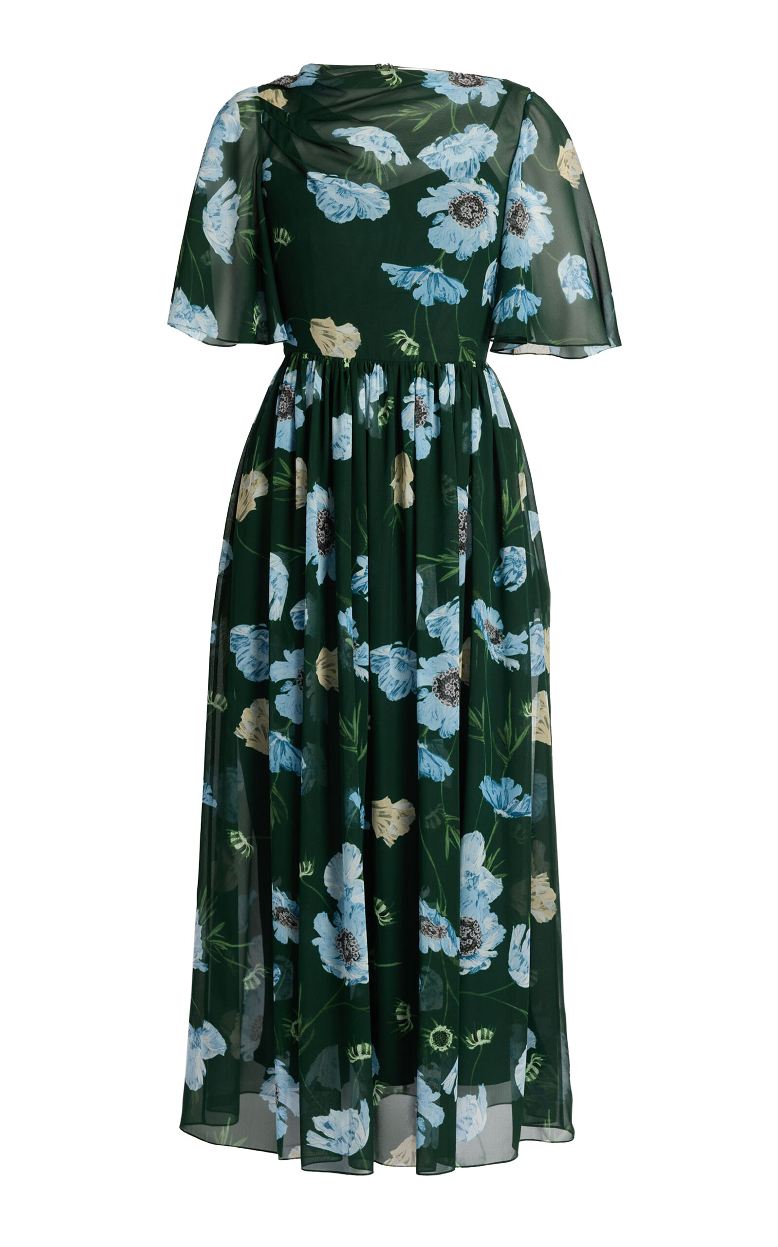 Erdem Floral Silk Voile Midi Dress