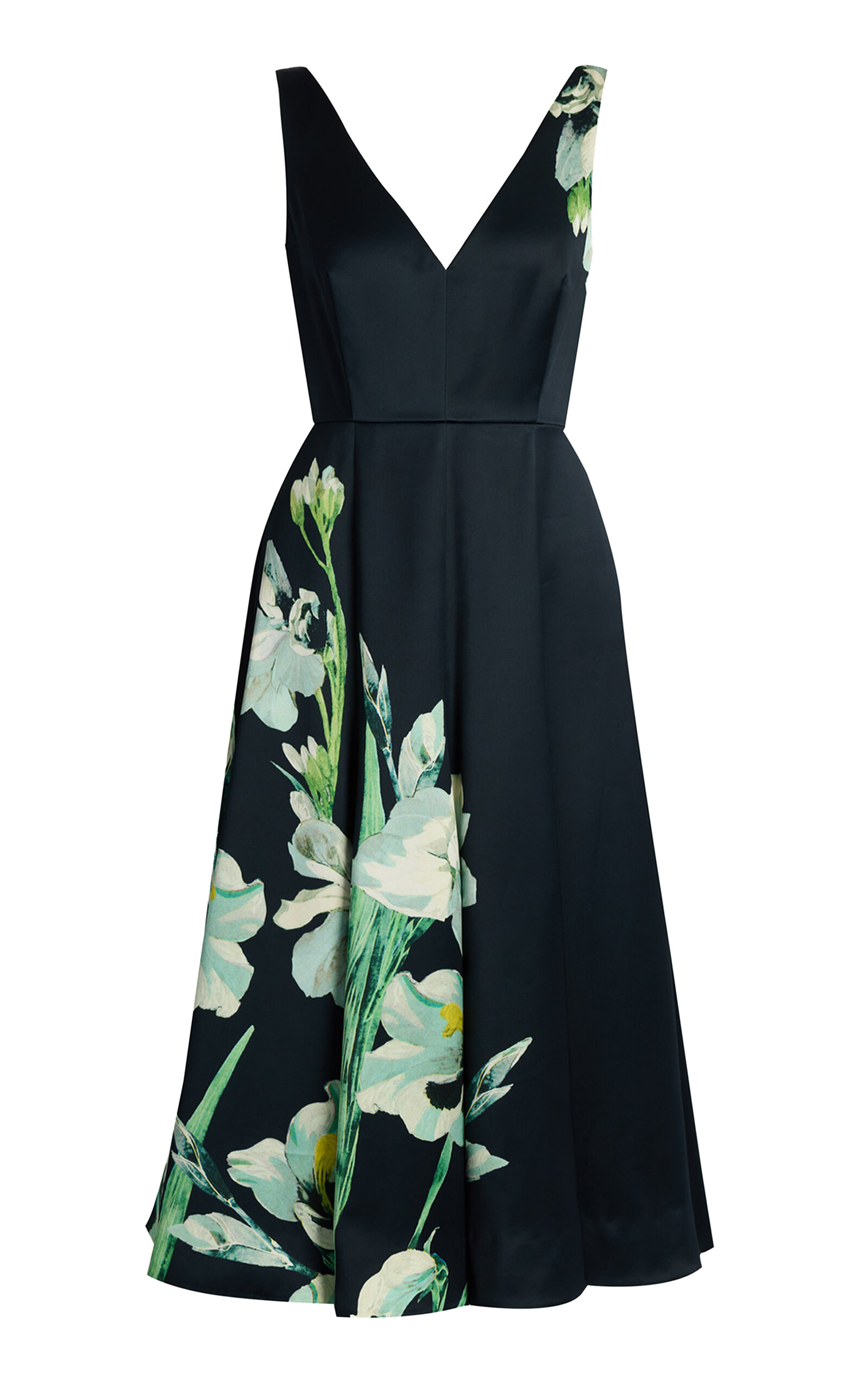 Erdem Floral Duchess Satin Midi Dress