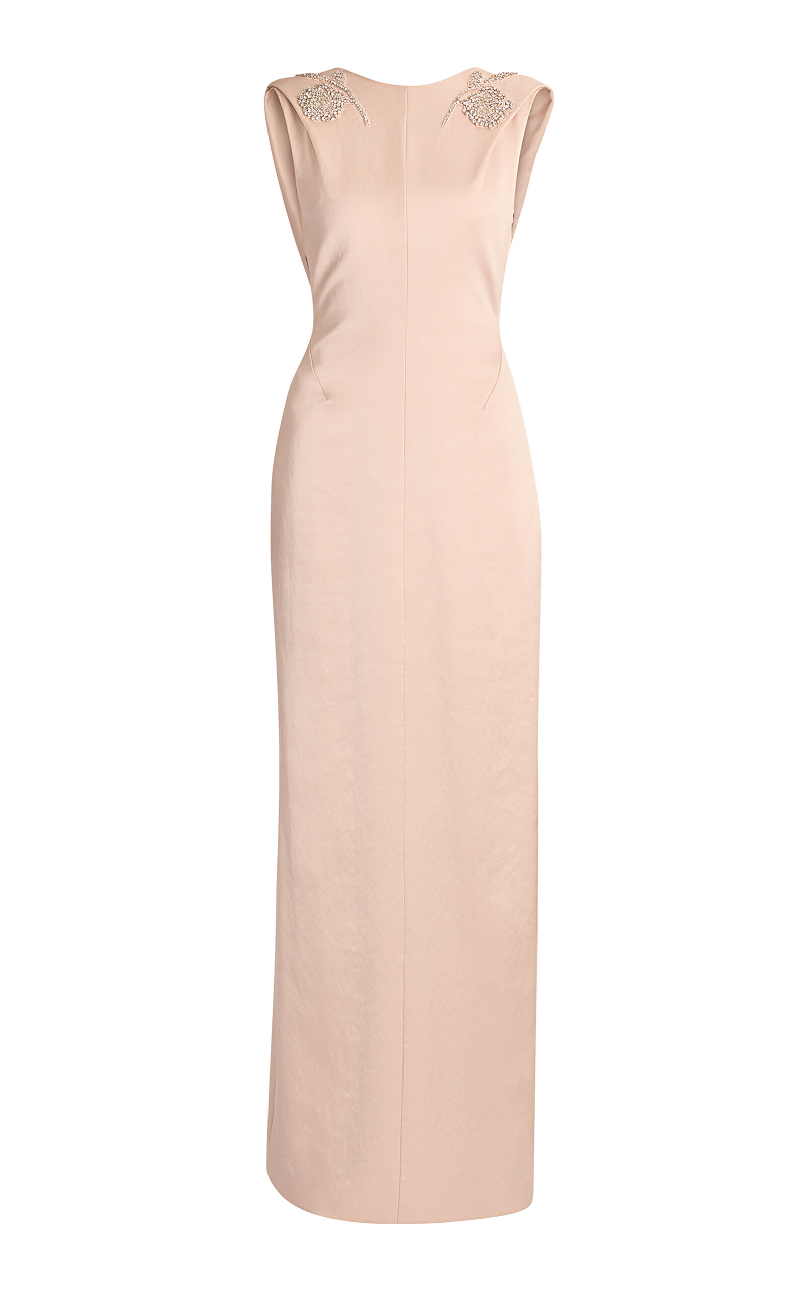 Erdem Draped Embroidered Heavy Satin Gown