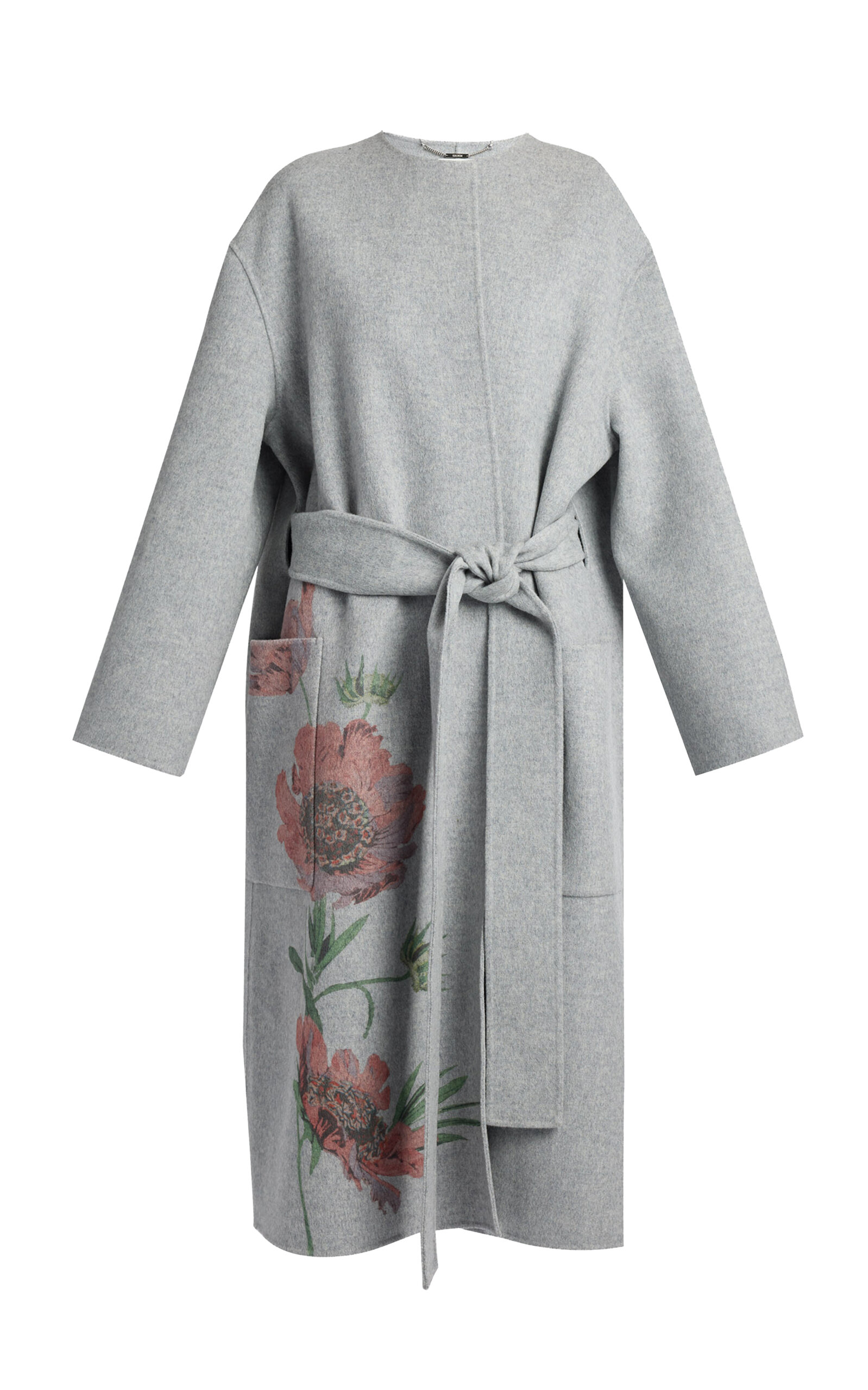 Erdem Belted Floral-Printed Wool Coat