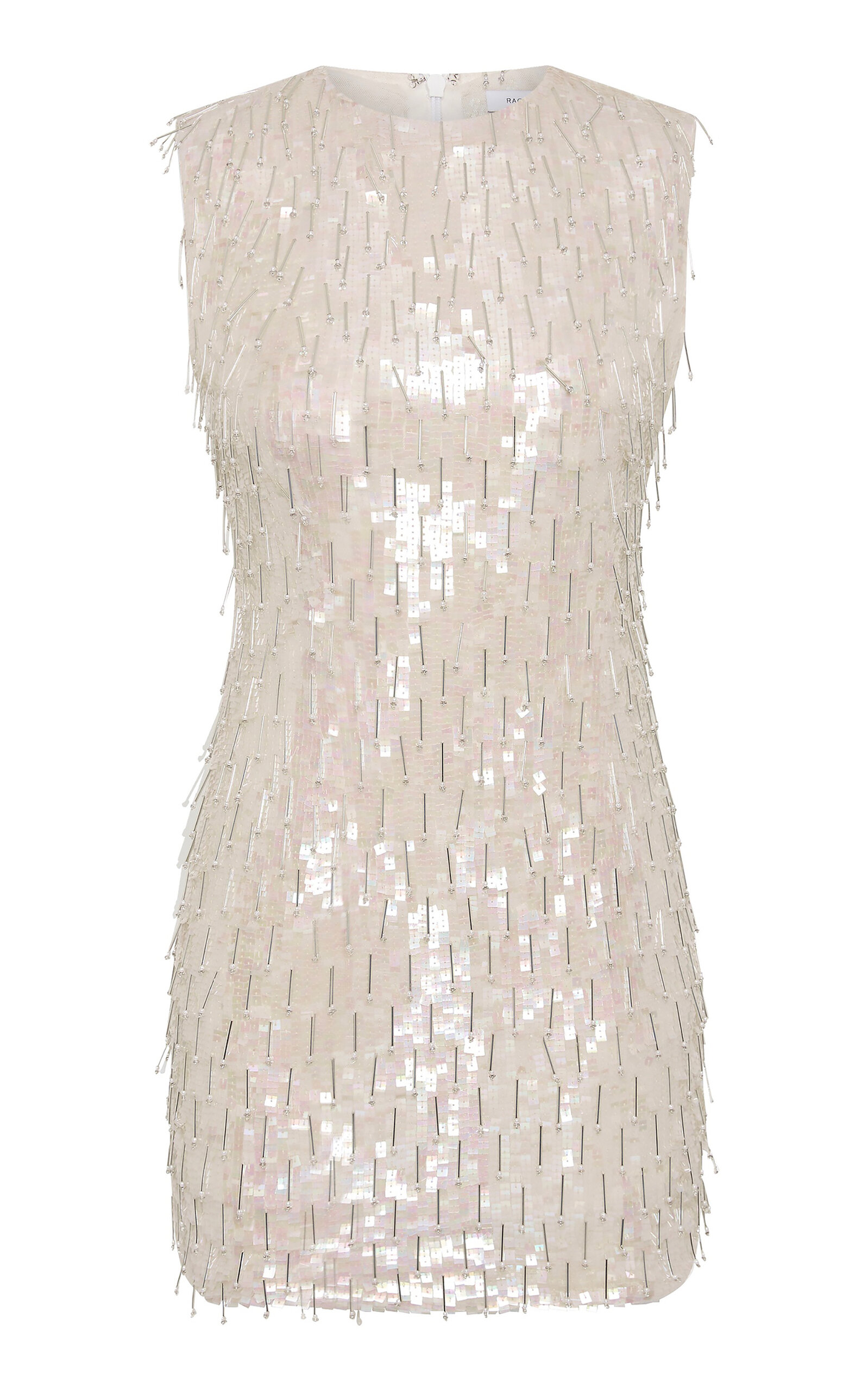 Rachel Gilbert Calypso Sheer Beaded Mini Dress