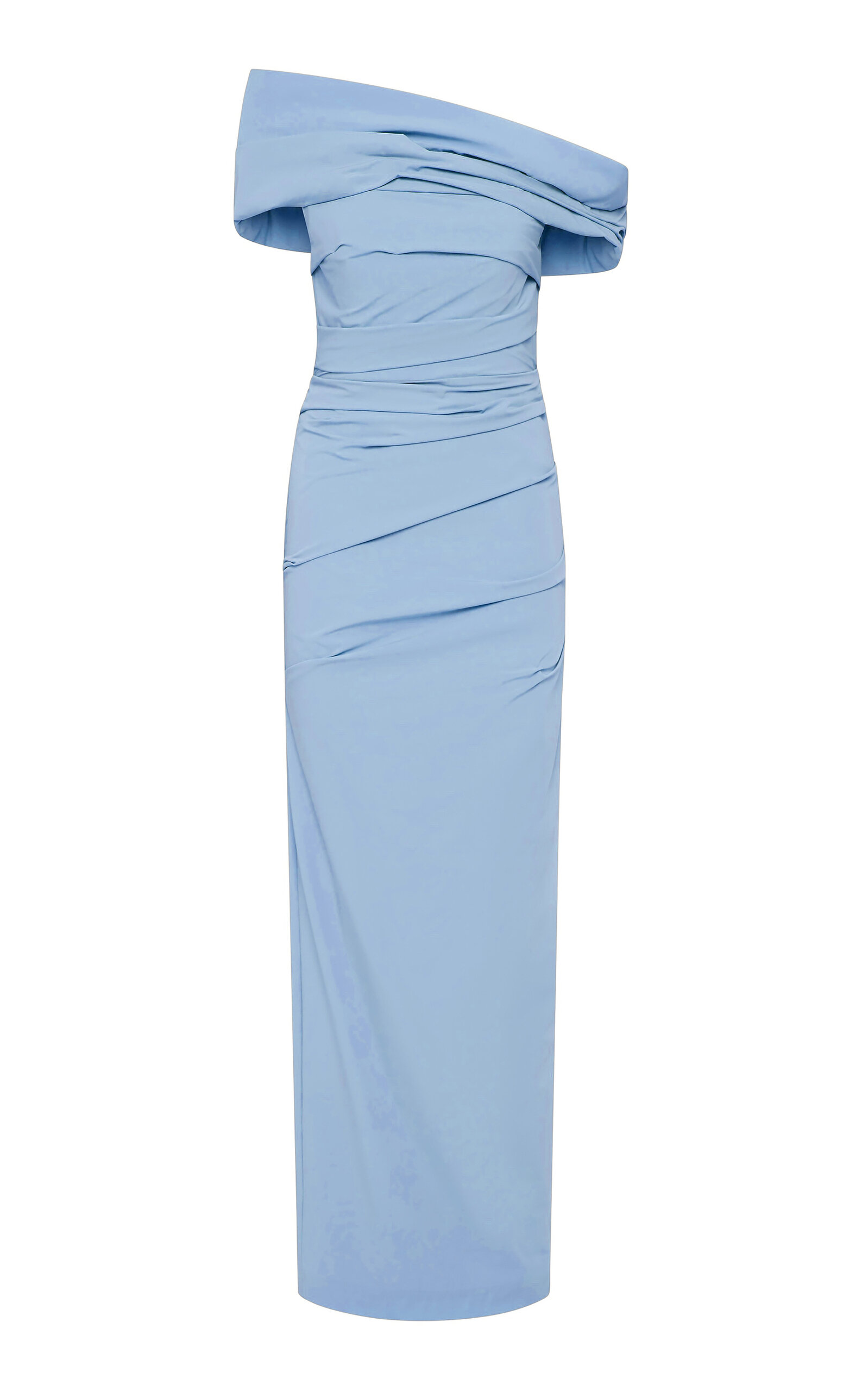 Rachel Gilbert Monique Asymmetric Ruched Column Gown