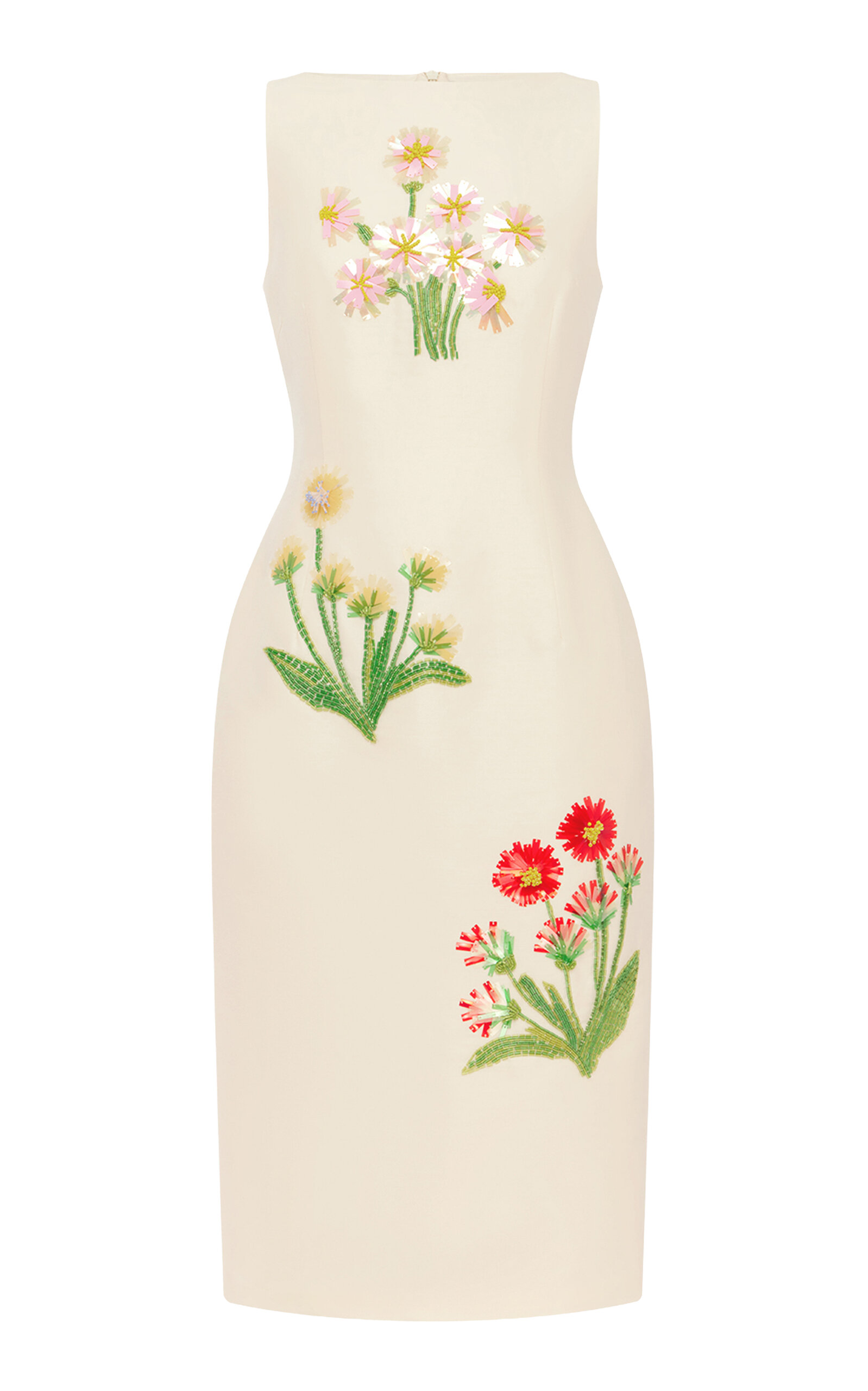 Leo Lin Eleanor Floral-Embellished Wool Midi Dress