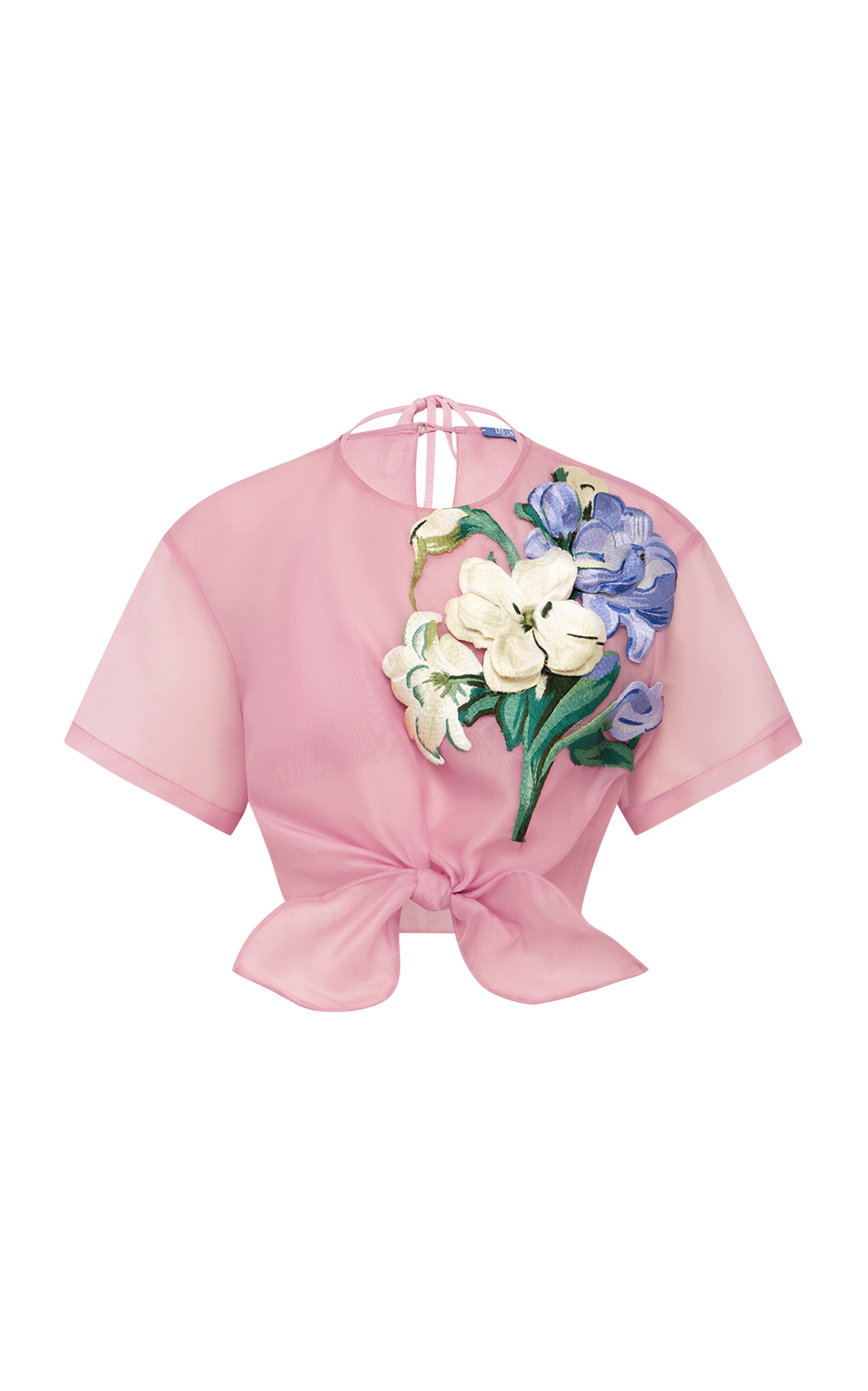 Leo Lin Riley Floral-Embellished Silk Top