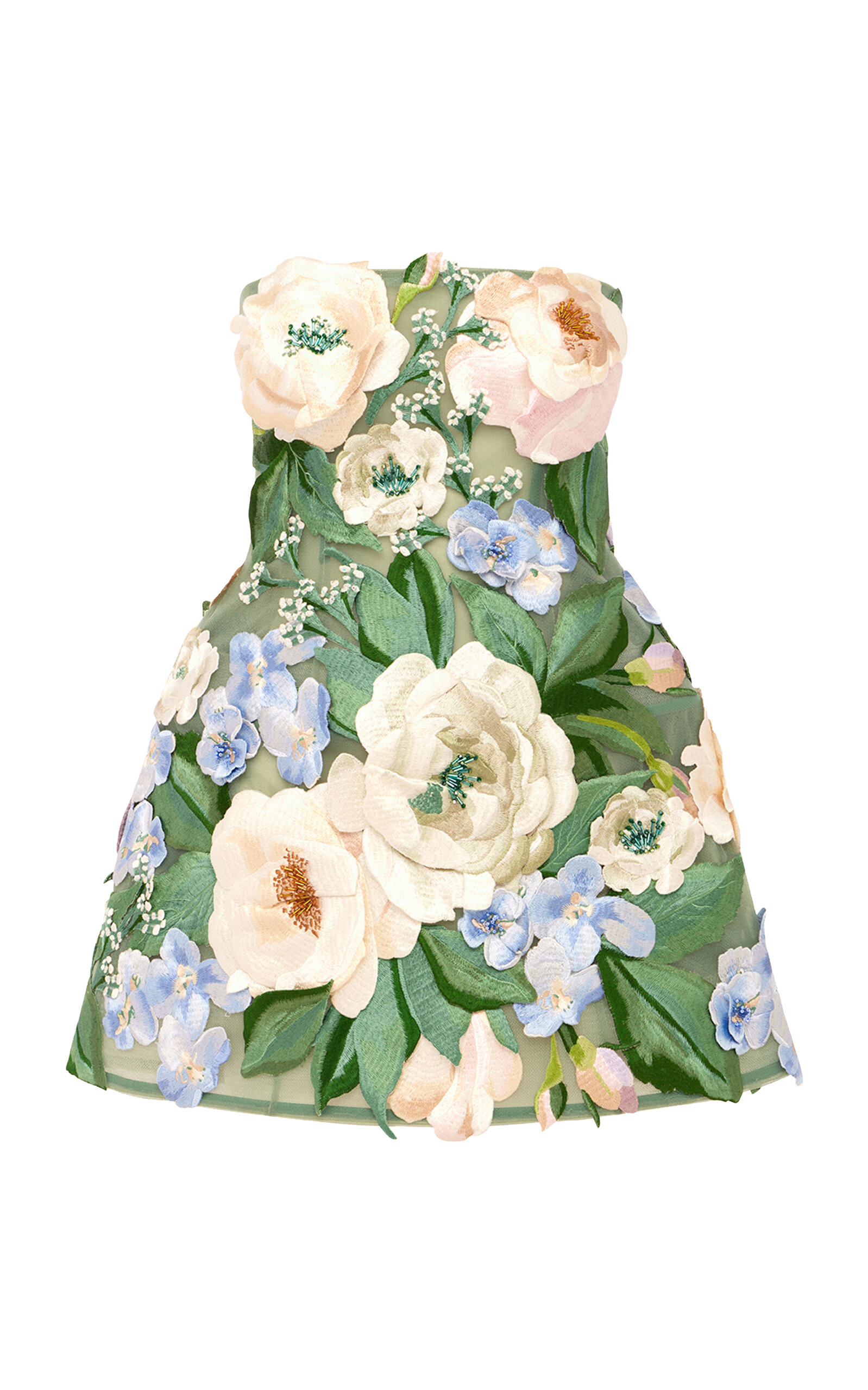 Leo Lin Roselle Hand-Embroidered Floral Mini Dress